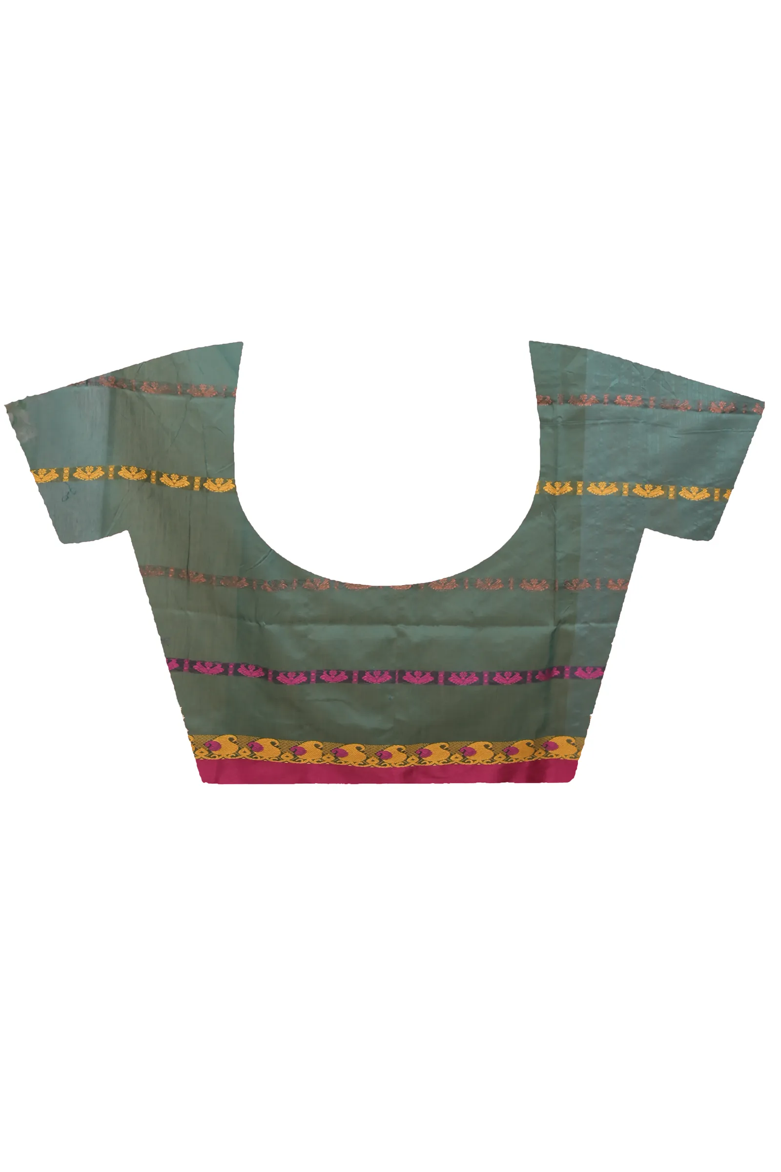 DipDiya Blended Cotton Dark Green Achsit Artisan Crafted Handloom Sarees
