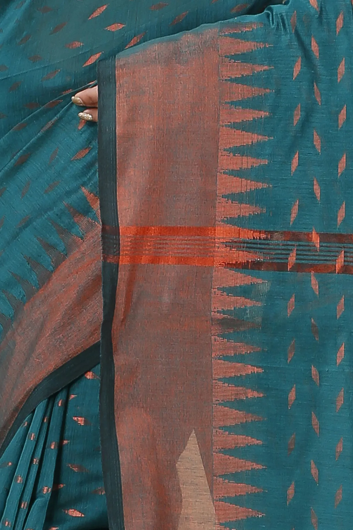 DipDiya Blended Cotton Dark Green Prisha Heritage of Bengal Handloom Sarees