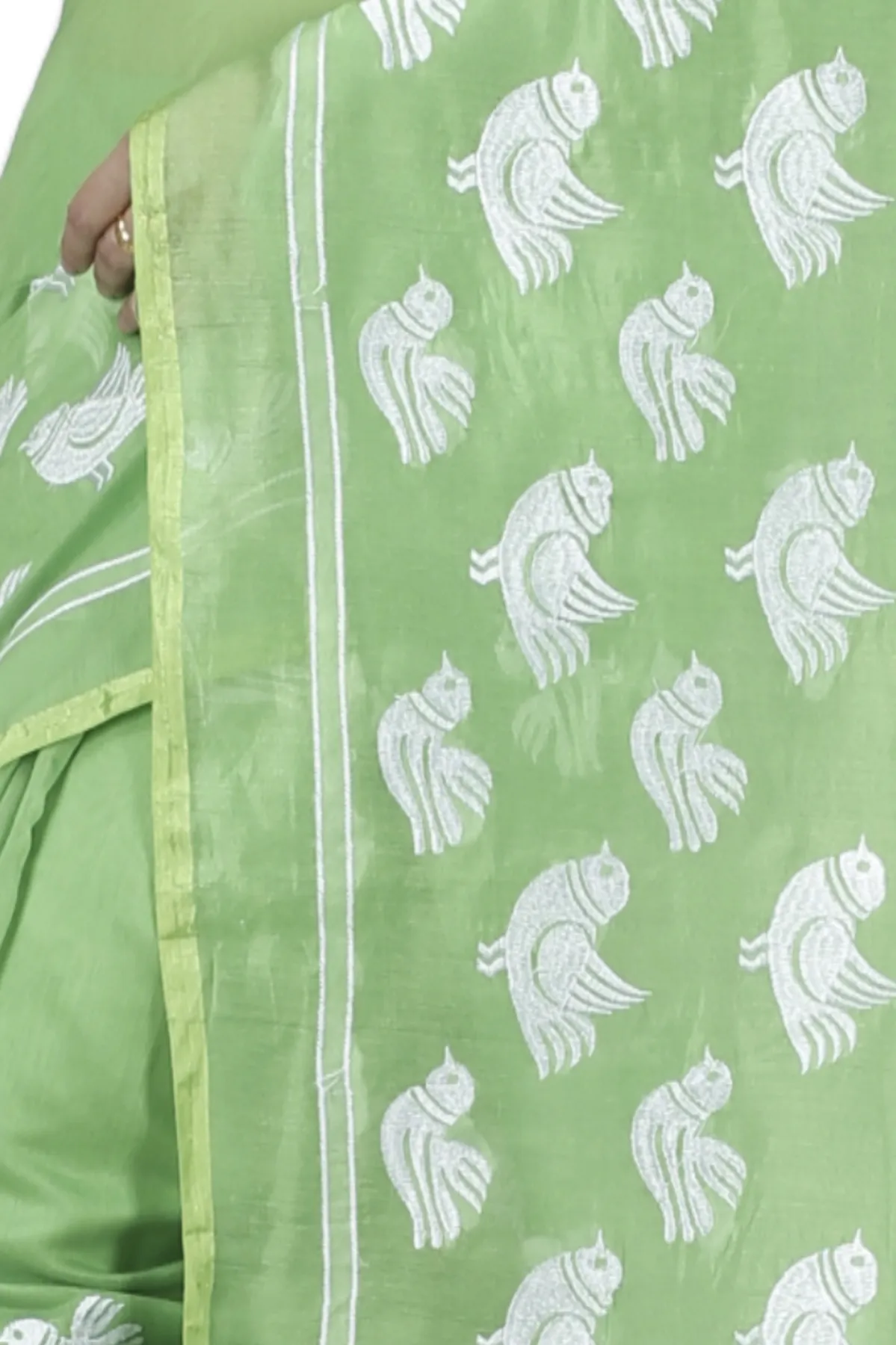 DipDiya Blended Cotton Green Thulasi Threads of Tradition Handloom Sarees