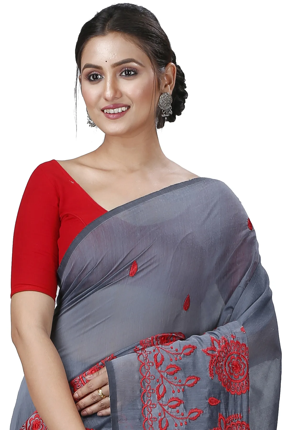 DipDiya Blended Cotton Grey Tabu Woven with Tradition Handloom Sarees