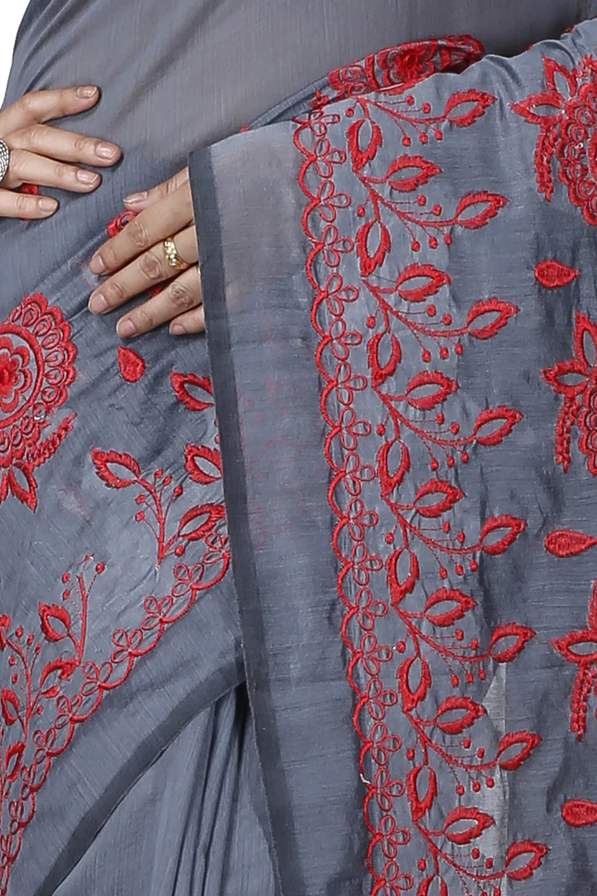 DipDiya Blended Cotton Grey Tabu Woven with Tradition Handloom Sarees