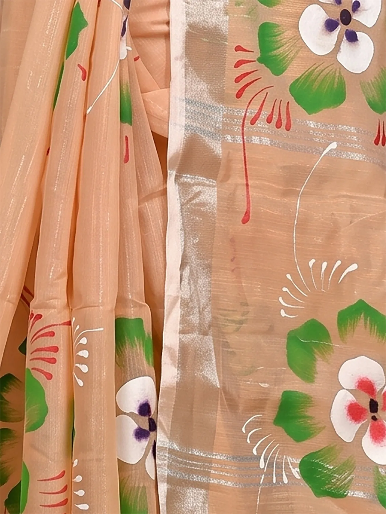 DipDiya Blended Cotton Light Brown Samvi Heritage of Bengali Hand Painted Sarees