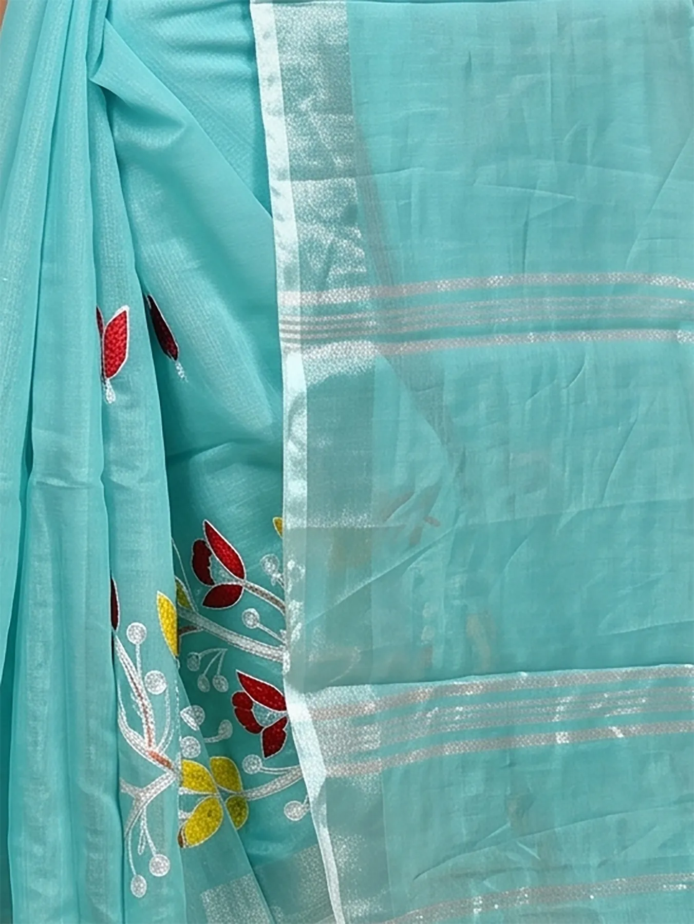 DipDiya Blended Cotton Light Green Samyra Heritage of Bengali Embroidery Handloom sarees