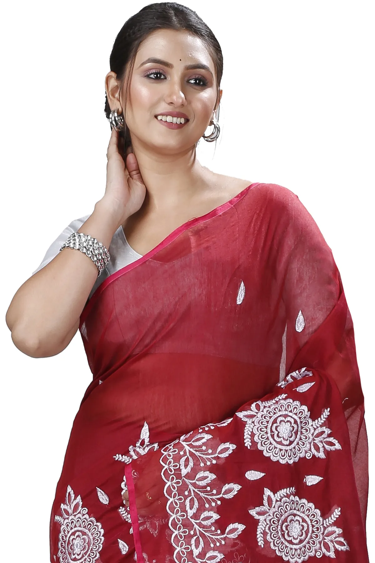 DipDiya Blended Cotton Marun Tabu Woven with Love Handloom Sarees