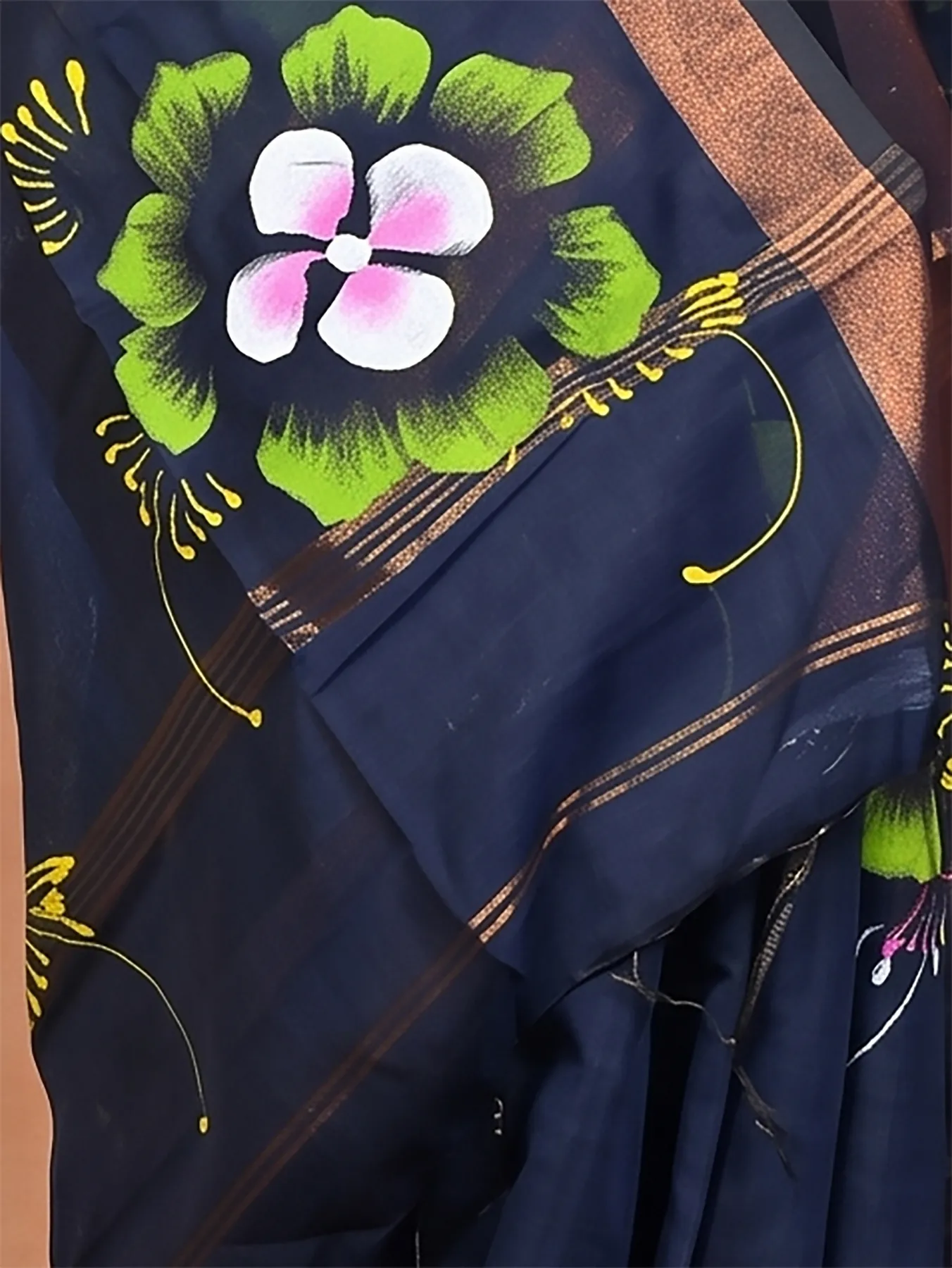 DipDiya Blended Cotton Naby Blue Samvi Heritage of Bengali Hand Painted Sarees