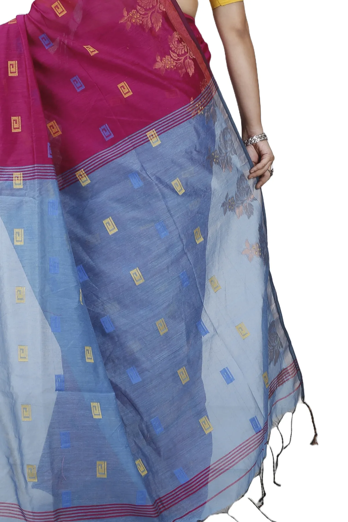 DipDiya Blended Cotton Parpel Blue Banu Bengal in Every Thread Handloom Sarees
