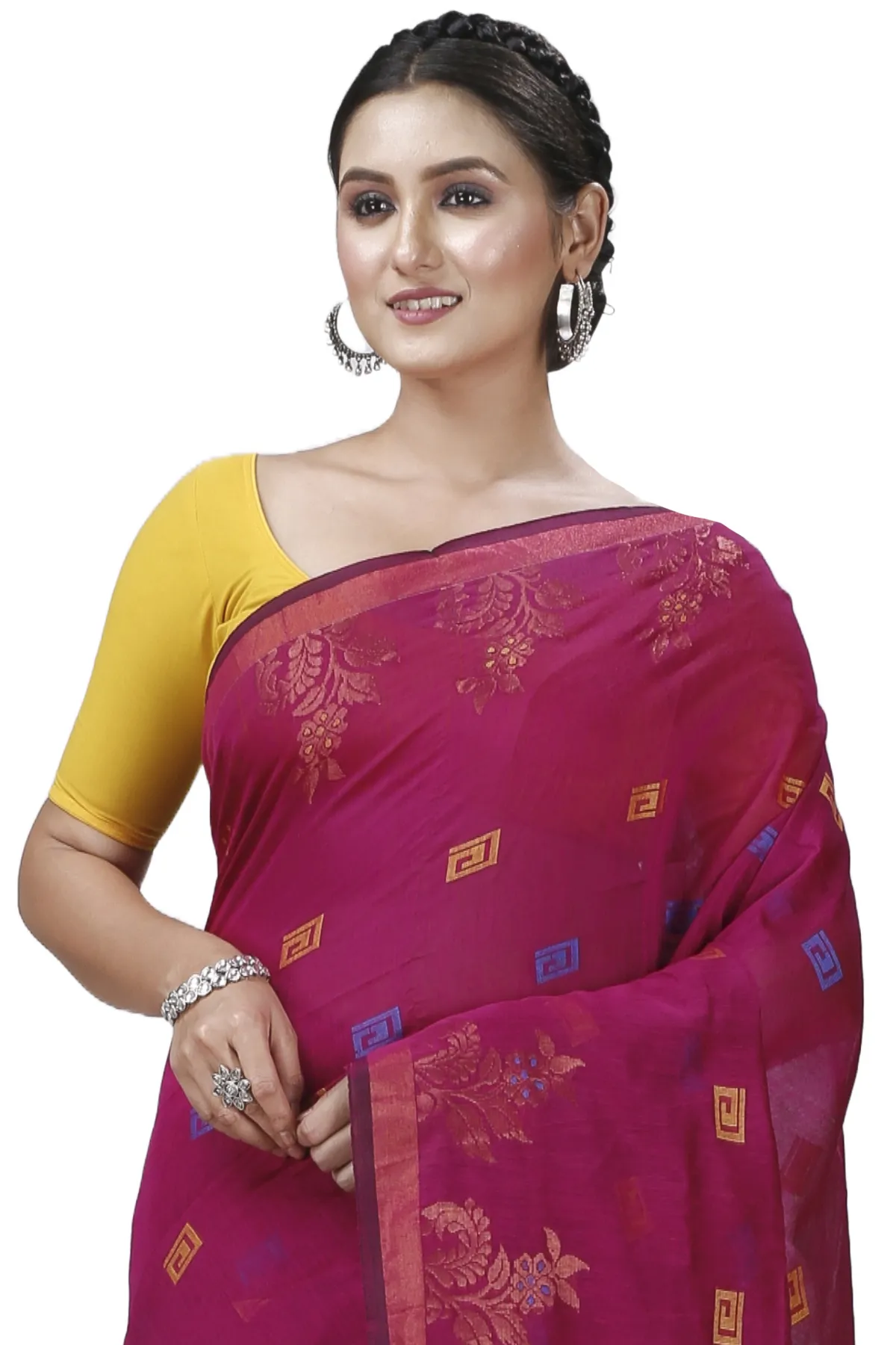 DipDiya Blended Cotton Parpel Blue Banu Bengal in Every Thread Handloom Sarees
