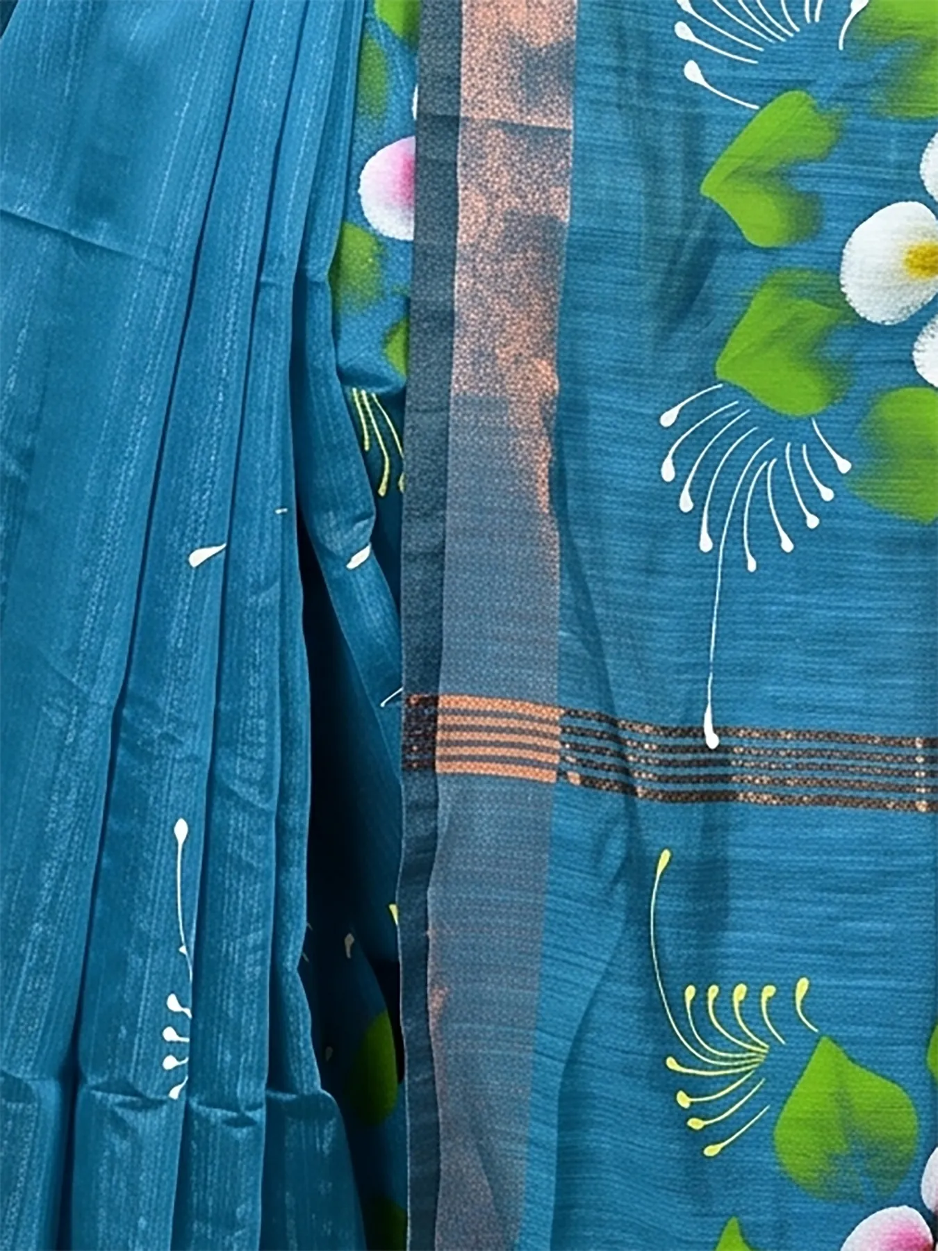 DipDiya Blended Cotton Peacock Blue Samvi Heritage of Bengali Hand Painted Sarees