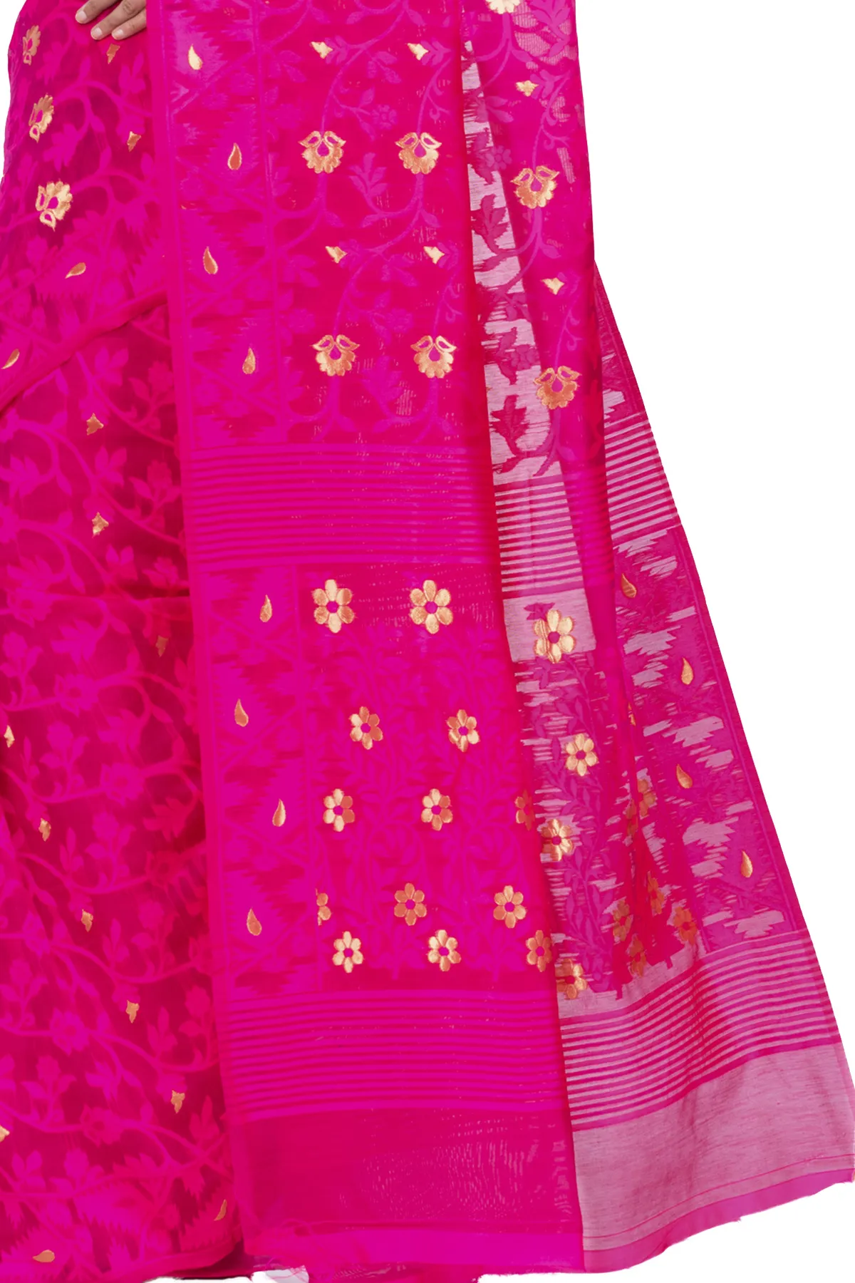 DipDiya Blended Cotton Pink Kanak Jmdni Essence of Bengal Jamdani Sarees