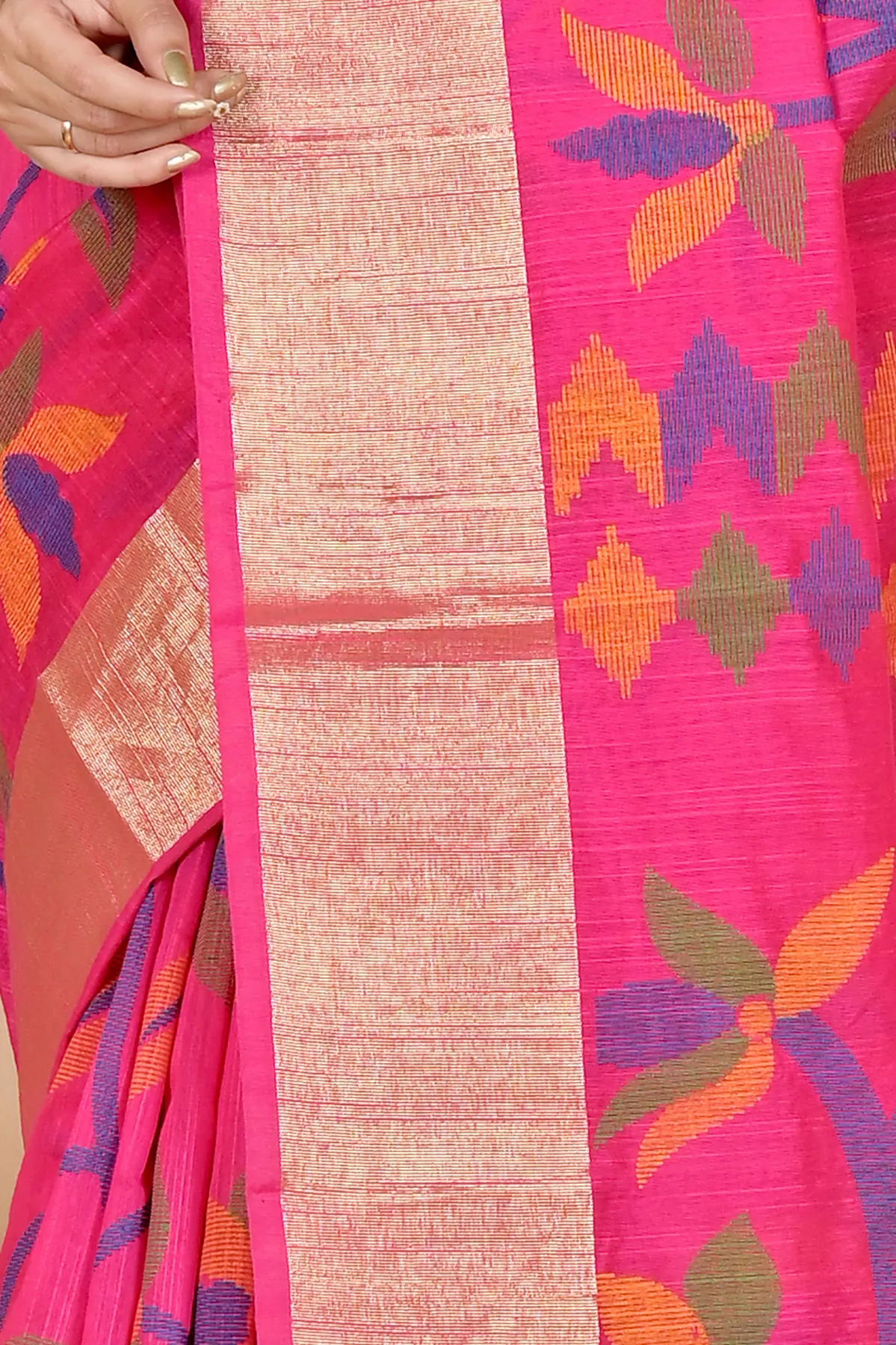 DipDiya Blended Cotton Pink Narento Weaves with a Story Handloom Sarees