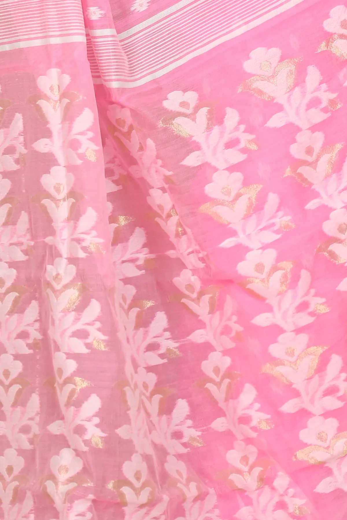 DipDiya Blended Cotton Pink Rapial Stories of Bengal Jamdani Sarees