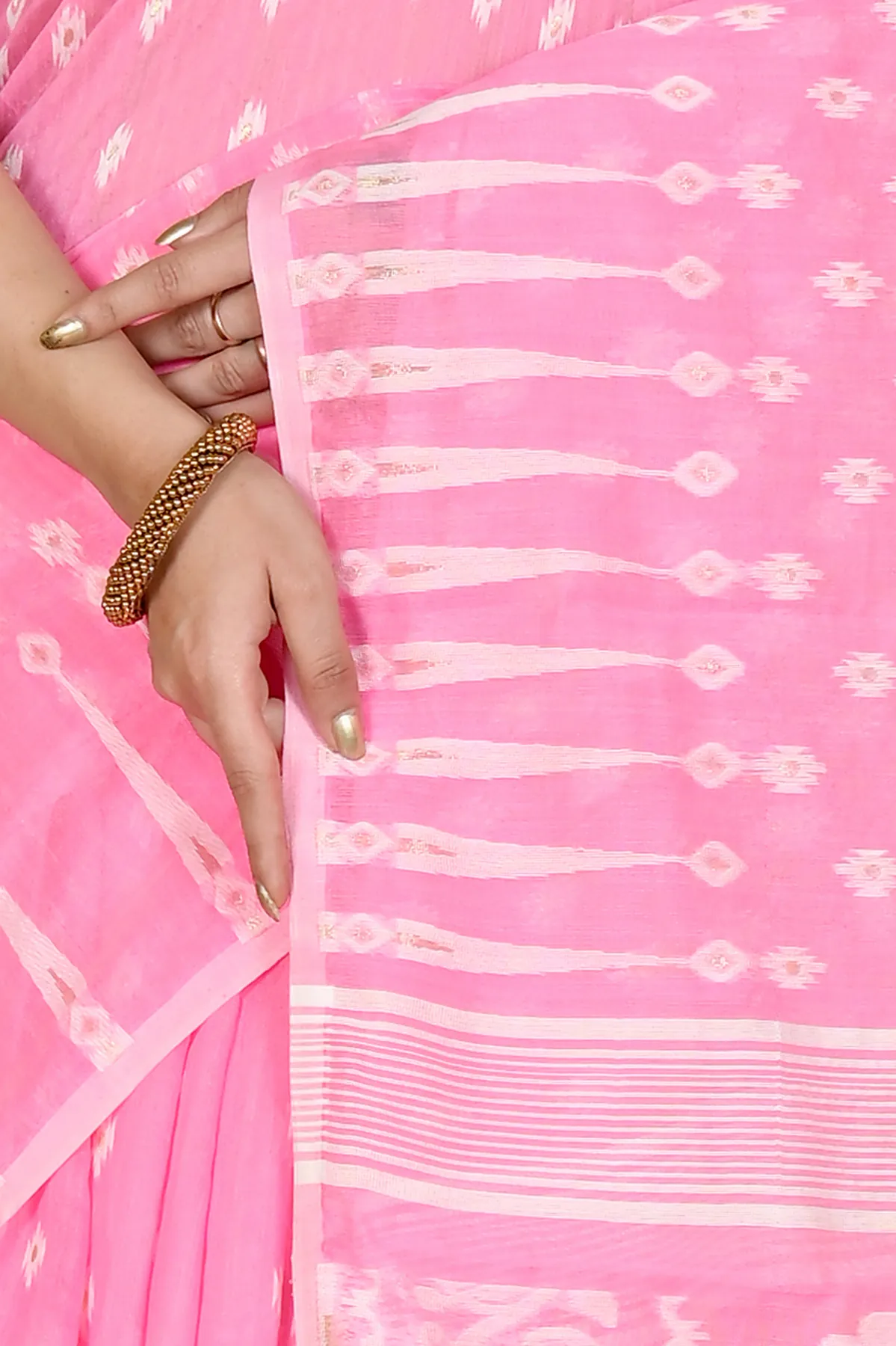 DipDiya Blended Cotton Pink Rapial Stories of Bengal Jamdani Sarees