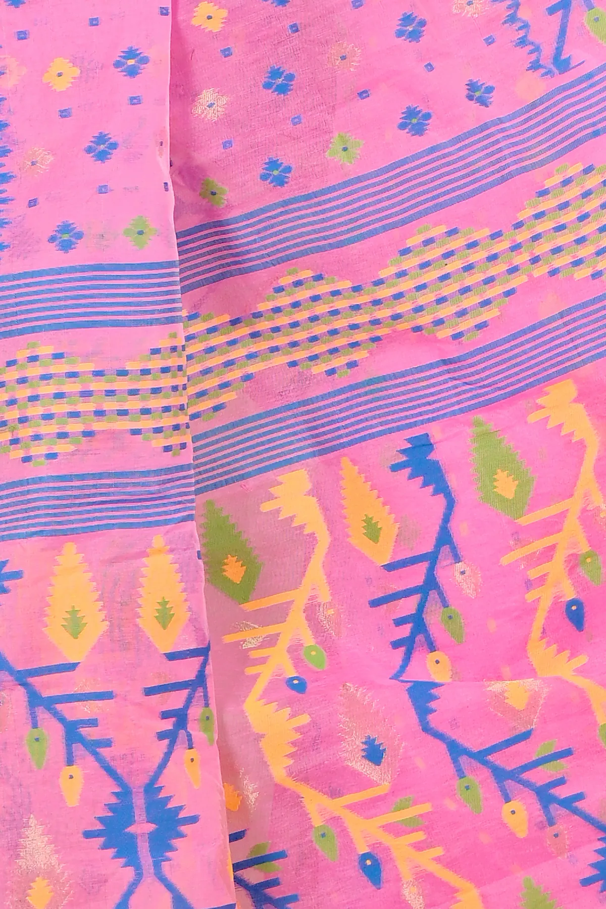 DipDiya Blended Cotton Pink Rapkol Timeless Elegance Jamdani Sarees