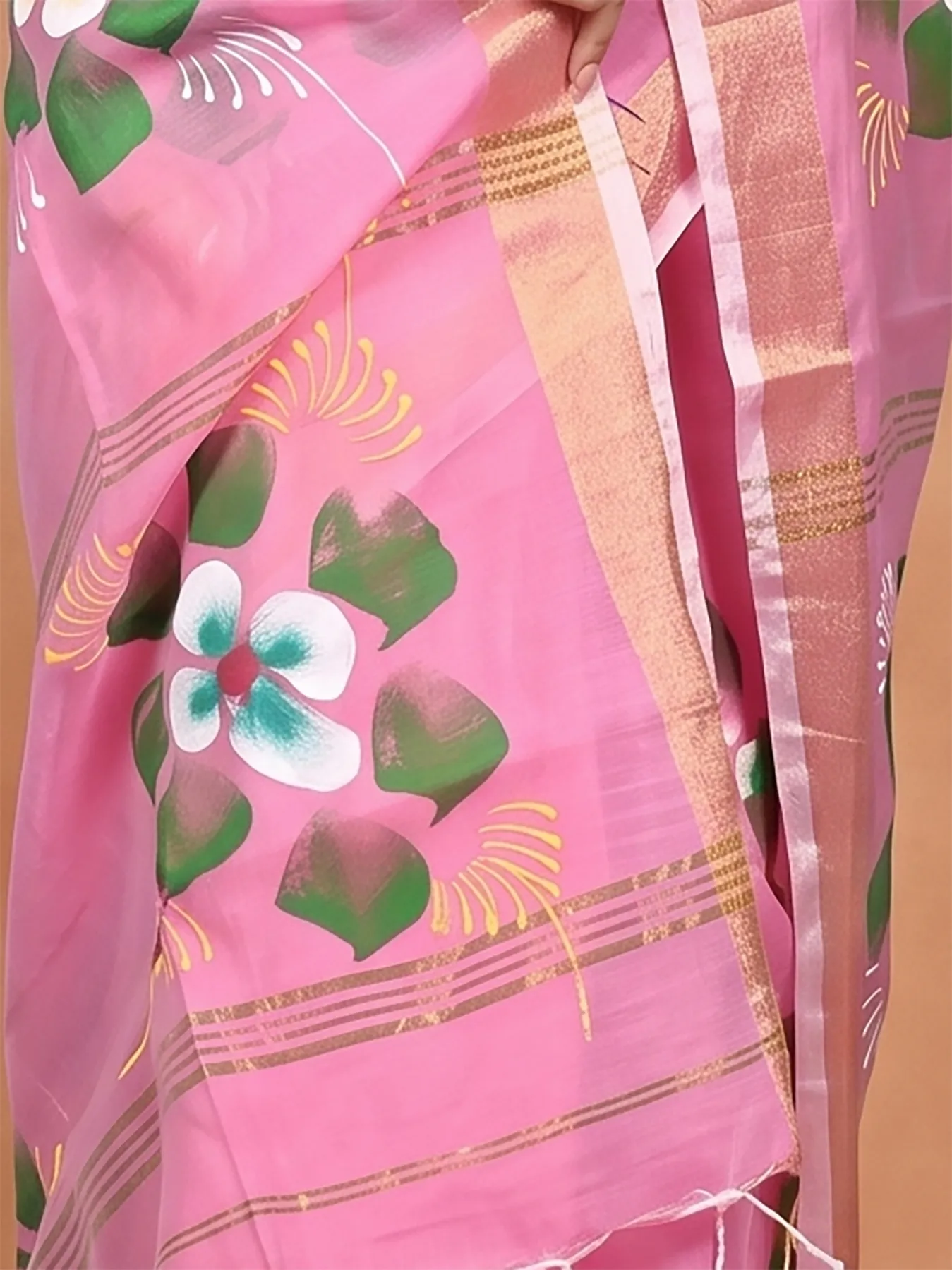 DipDiya Blended Cotton Pink Samvi Heritage of Bengali Hand Painted Sarees