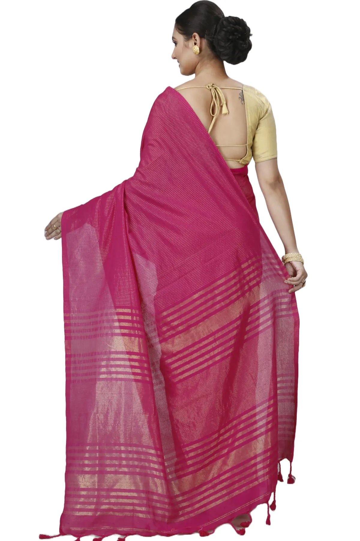 DipDiya Blended Cotton Pink Tama Woven with Tradition Handloom Sarees
