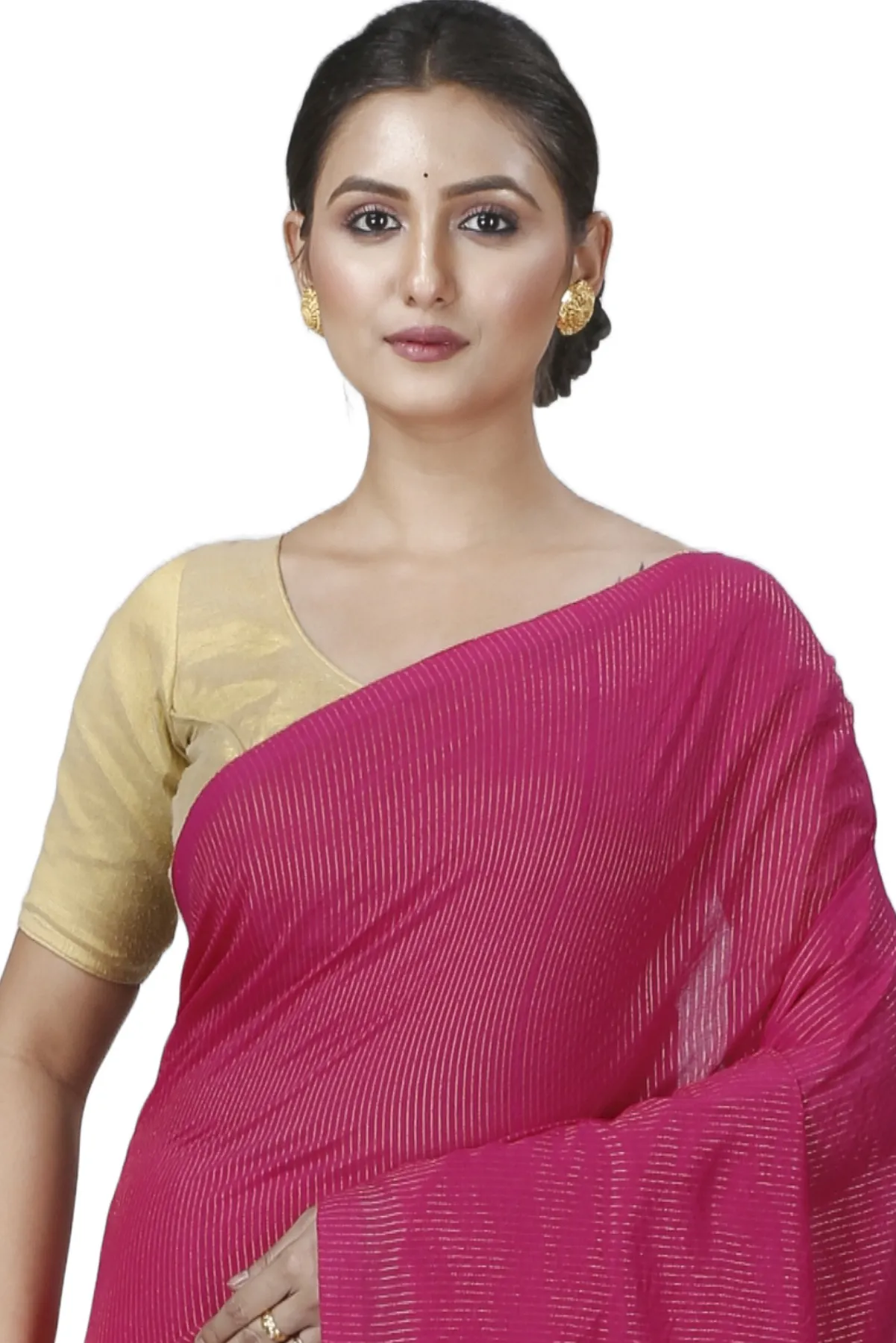 DipDiya Blended Cotton Pink Tama Woven with Tradition Handloom Sarees