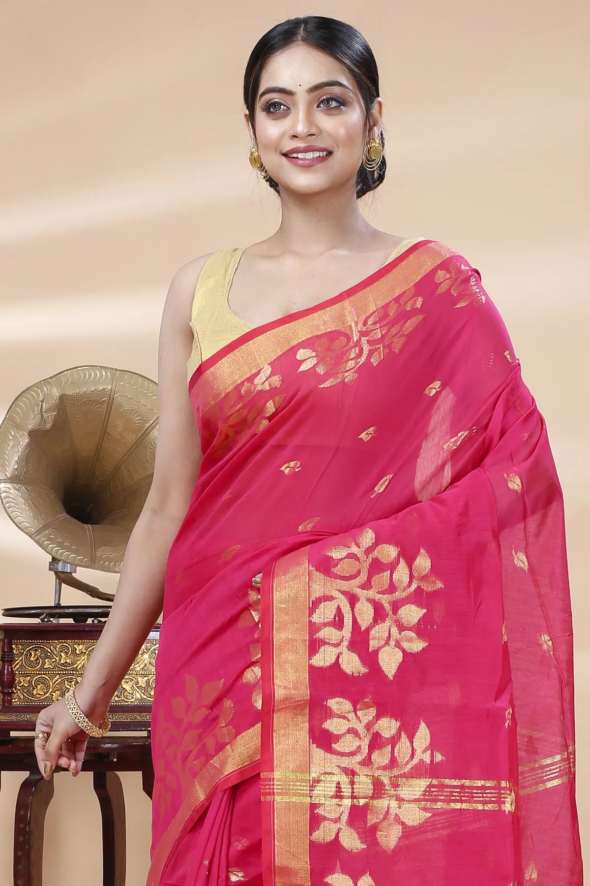 DipDiya Blended Cotton Pink Tina Crafted with Soul Handloom Sarees