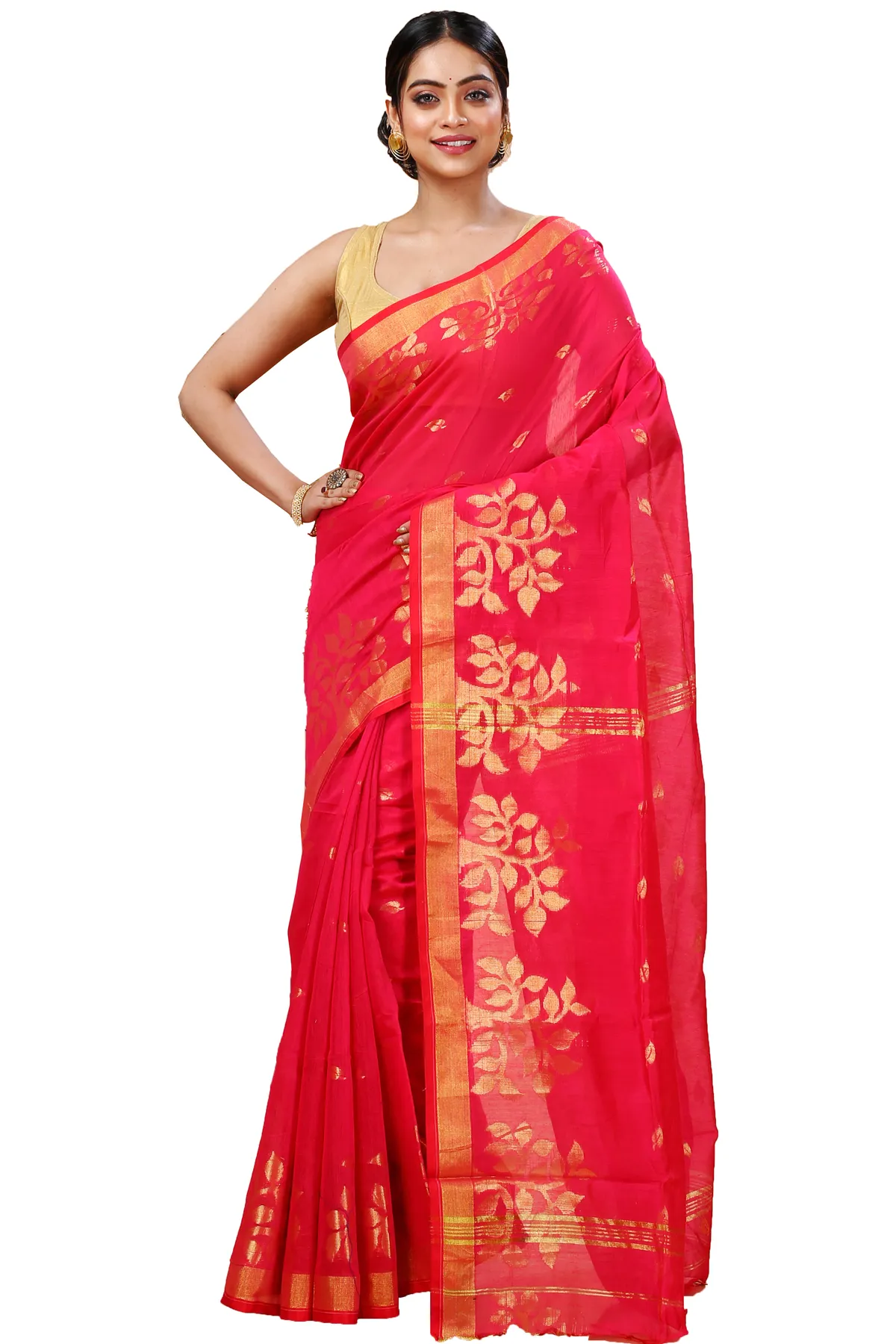 DipDiya Blended Cotton Pink Tina Crafted with Soul Handloom Sarees