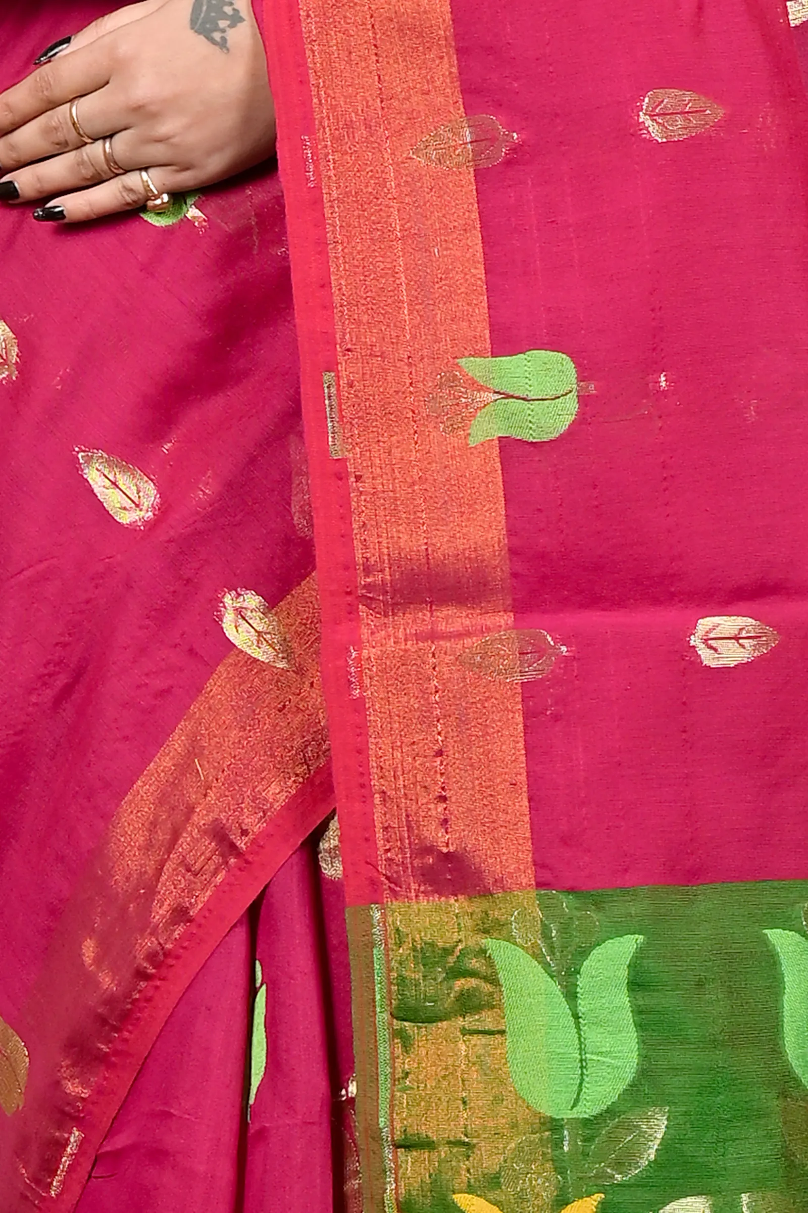 DipDiya Blended Cotton Purple Green Foyani Handloom Heritage Handloom Sarees