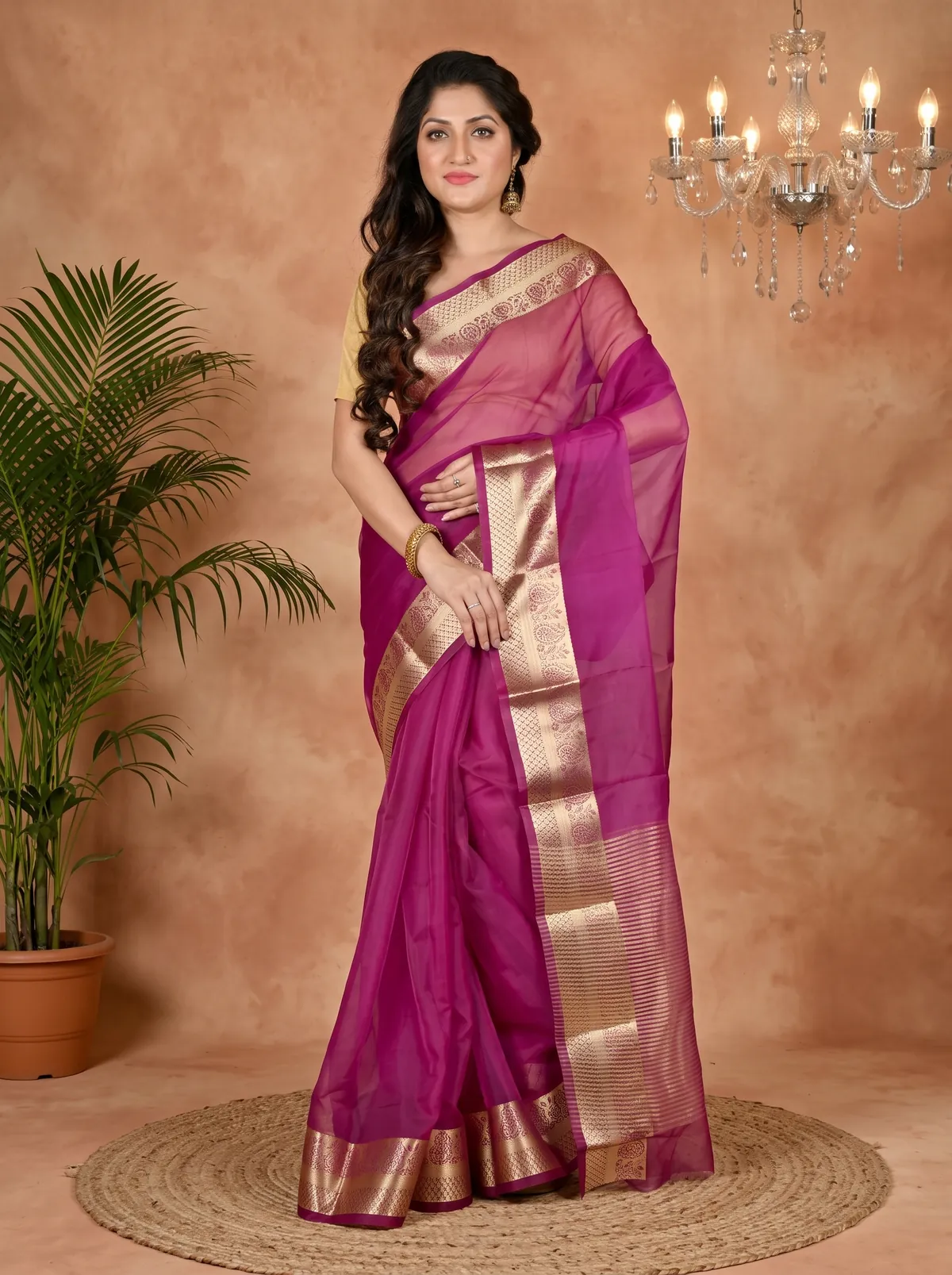 DipDiya Blended Cotton Purple Sikto Woven by Hand Handloom Sarees