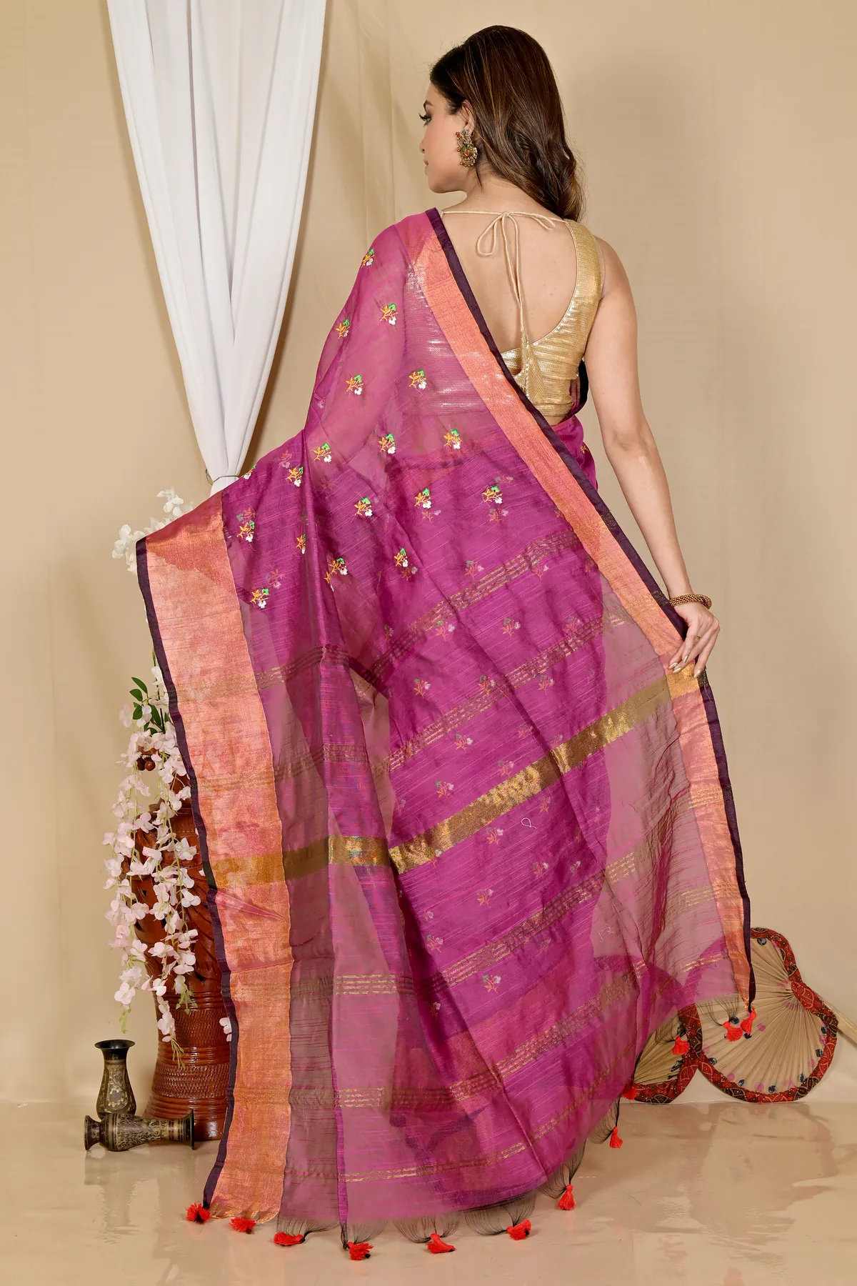 DipDiya Blended Cotton Purple Slabaka Moli Bengal’s Legacy Handloom Sarees