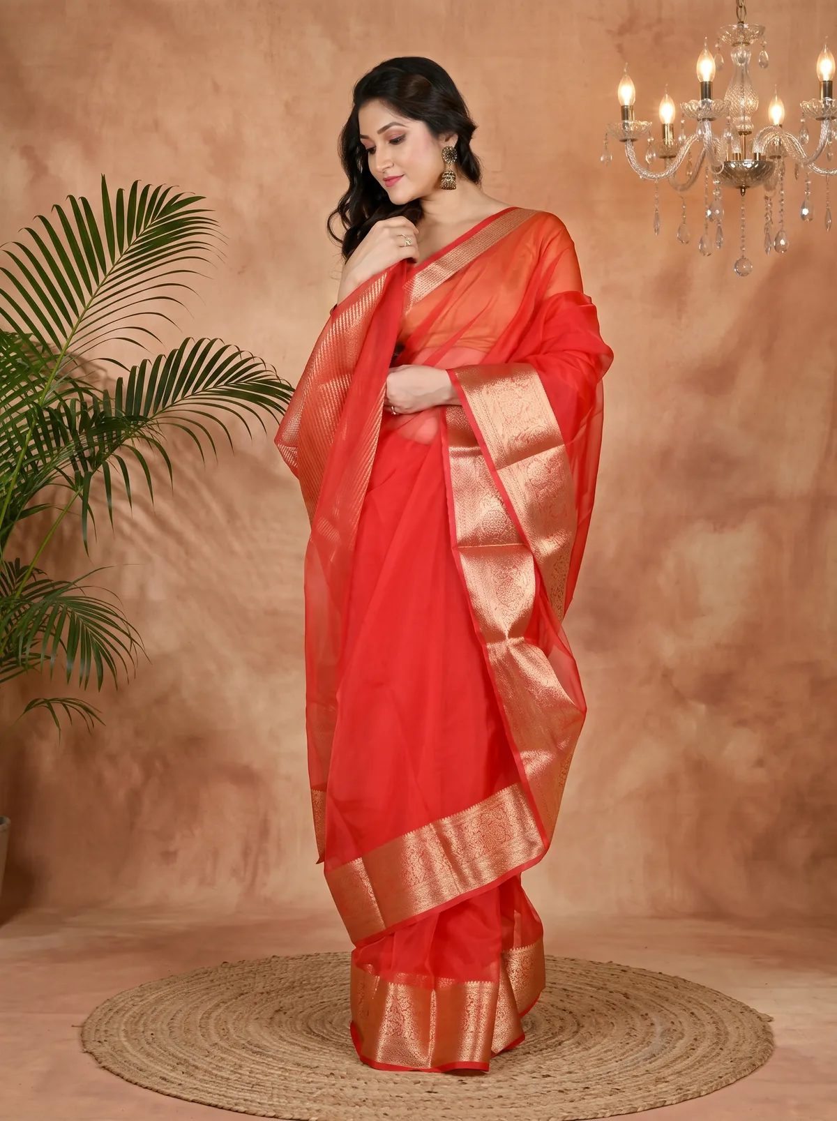 DipDiya Blended Cotton Red Sikto Woven with Tradition Handloom Sarees