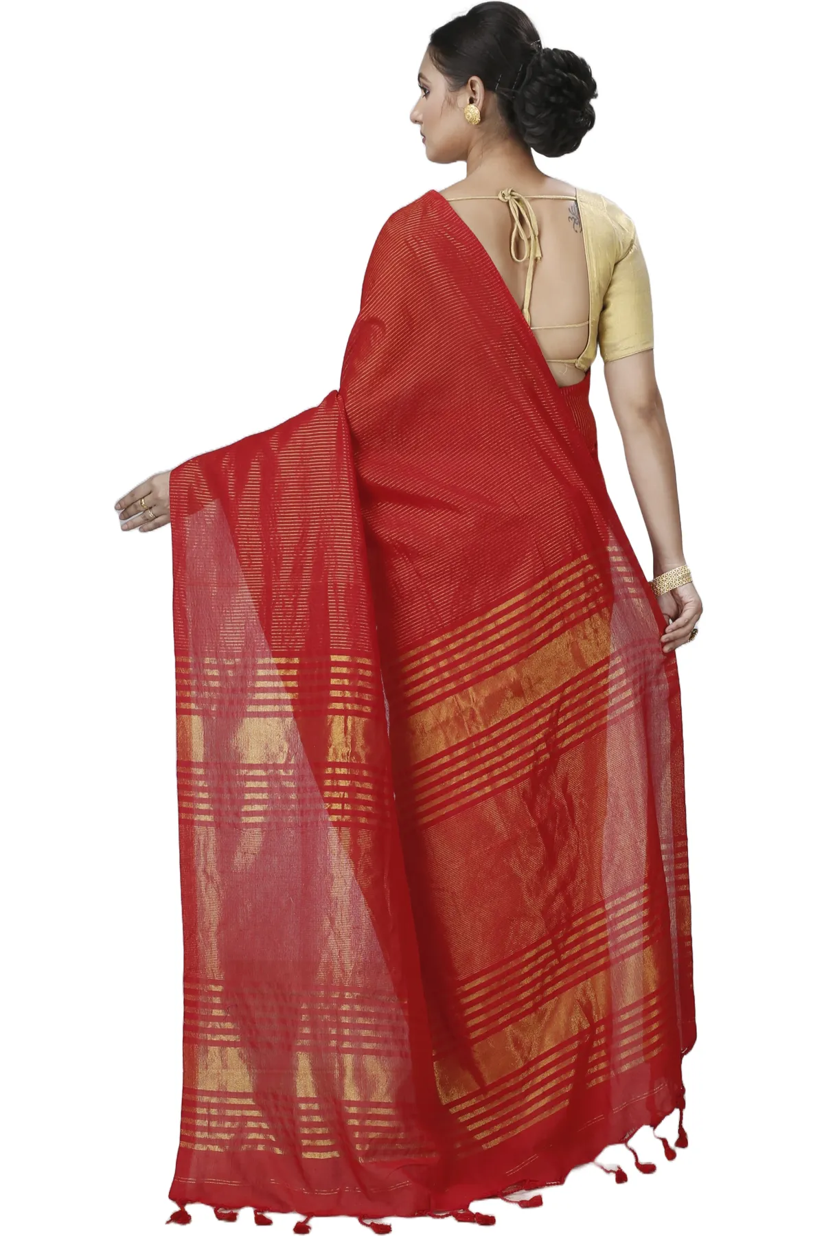 DipDiya Blended Cotton Red Tama A Legacy Woven Handloom Sarees