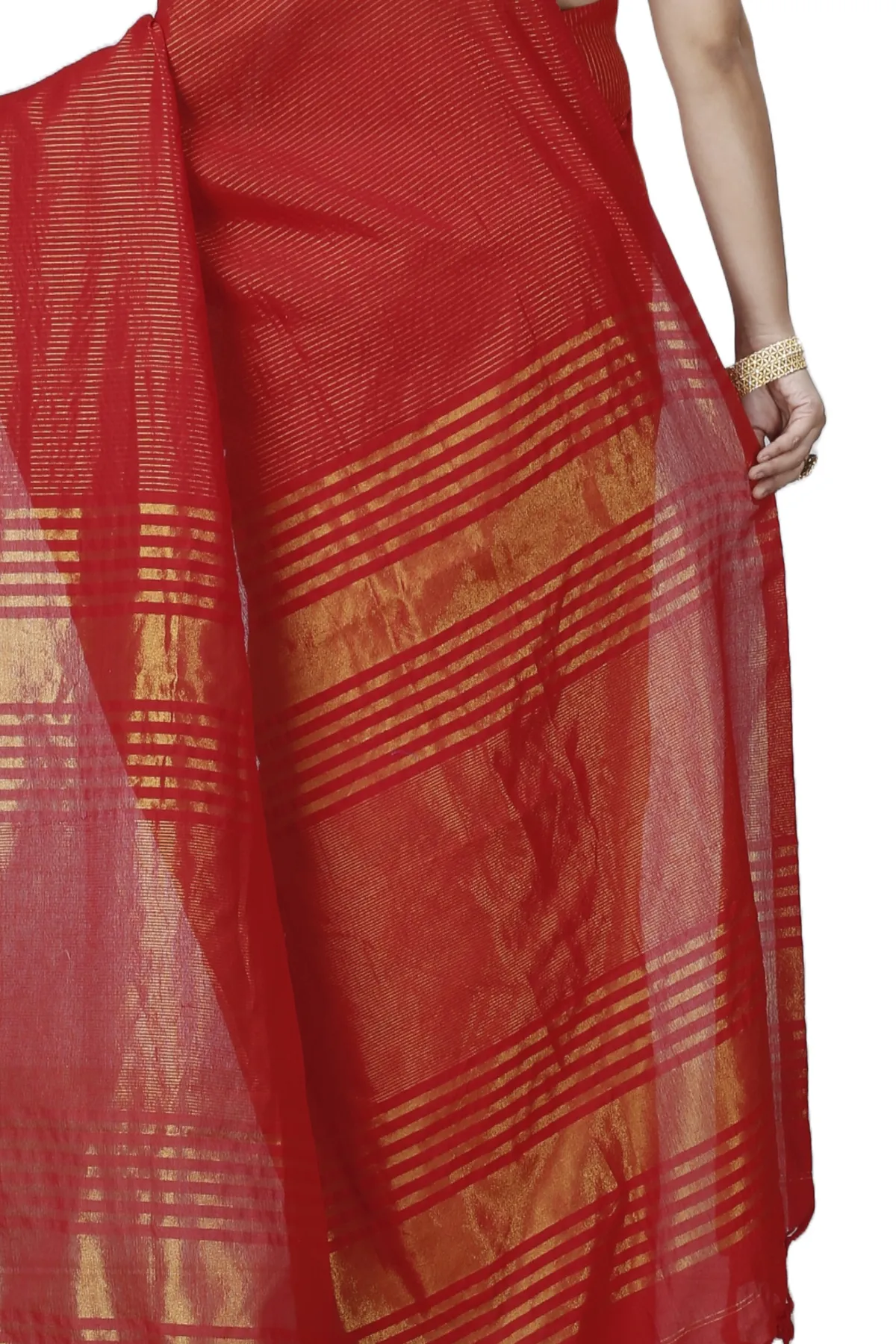 DipDiya Blended Cotton Red Tama A Legacy Woven Handloom Sarees