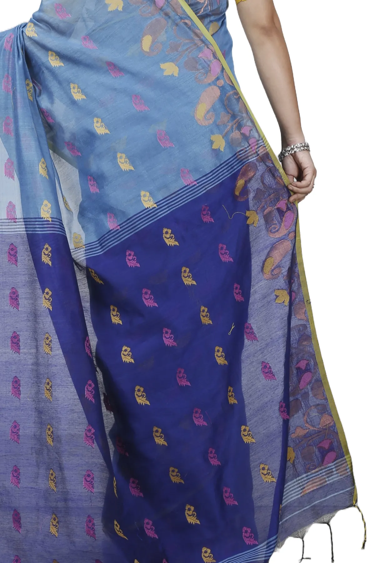 DipDiya Blended Cotton See Blue Banu Bengal’s Tradition Handloom Sarees
