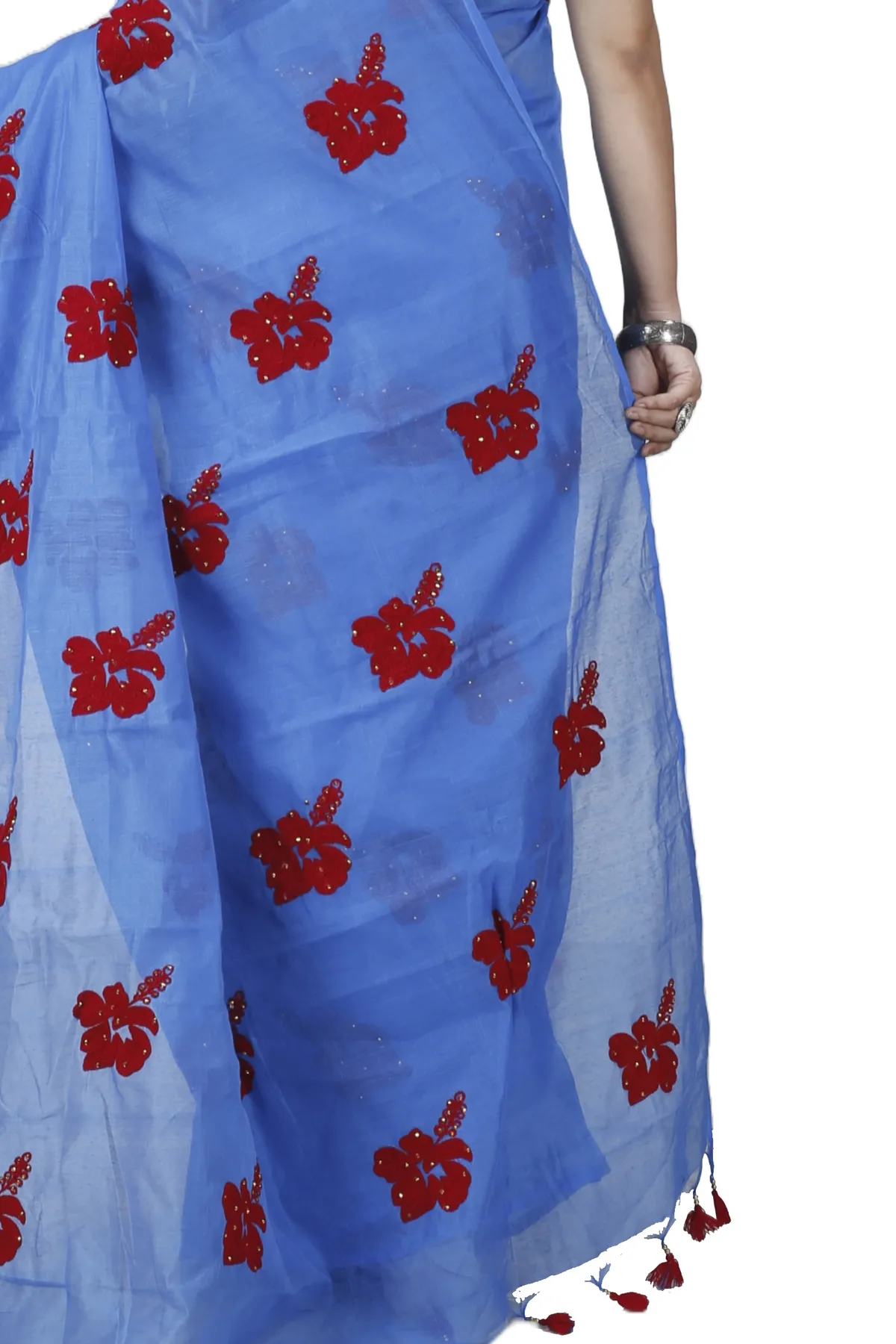 DipDiya Blended Cotton Sky Blue Joba A Legacy Woven Handloom Sarees