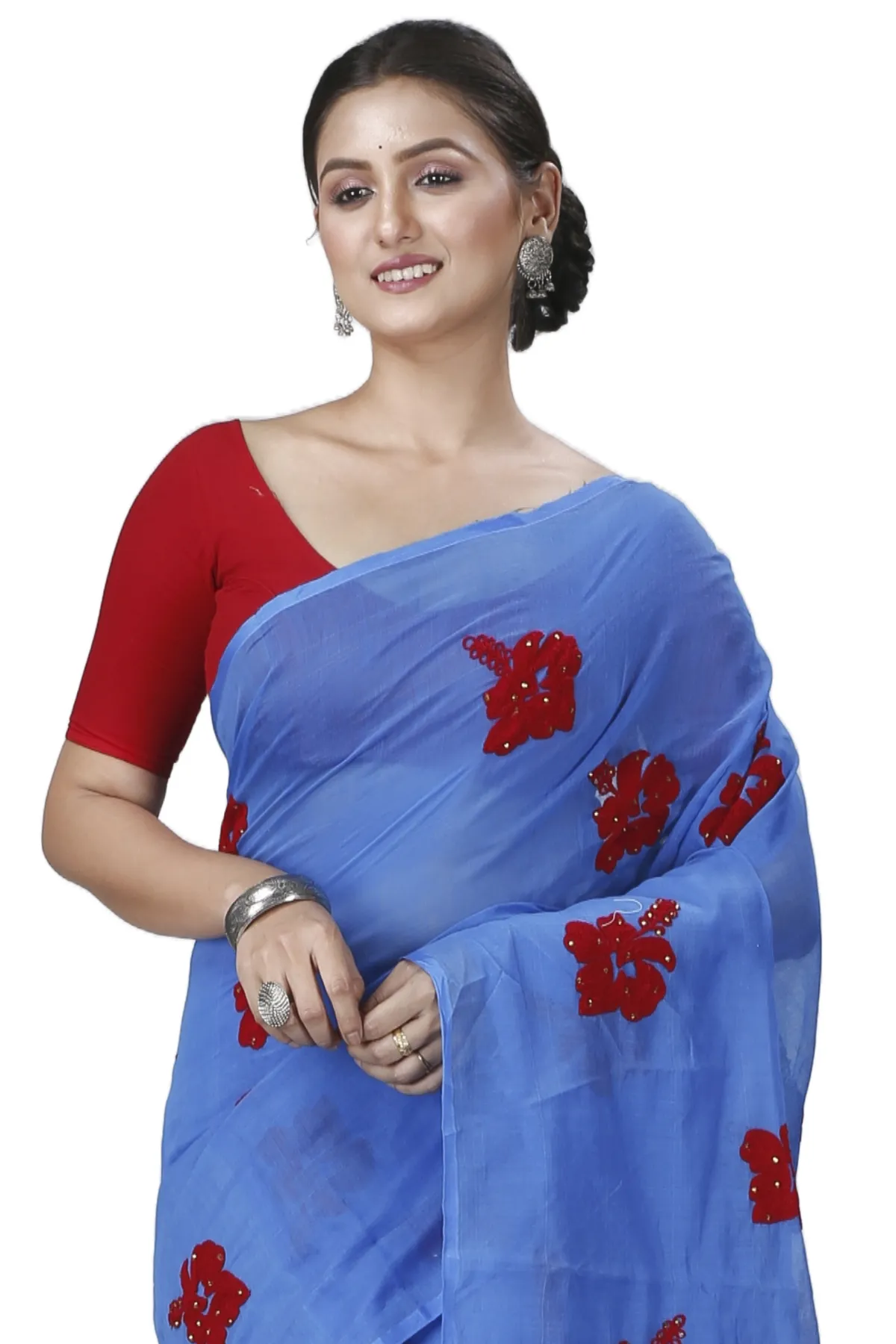 DipDiya Blended Cotton Sky Blue Joba A Legacy Woven Handloom Sarees