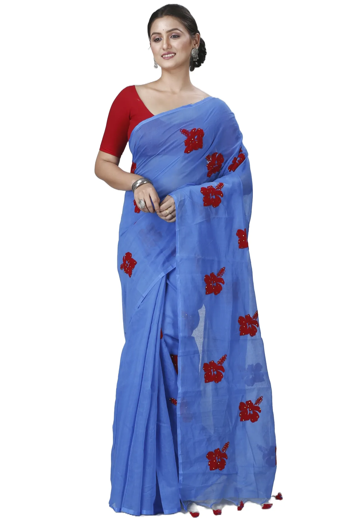 DipDiya Blended Cotton Sky Blue Joba A Legacy Woven Handloom Sarees