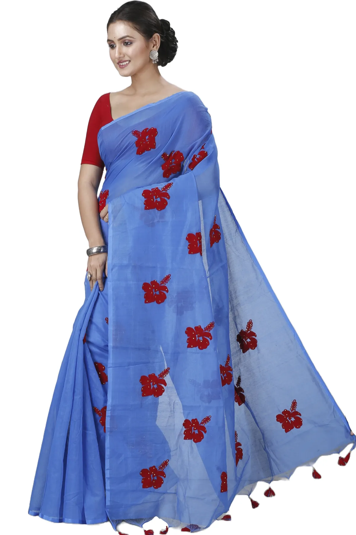 DipDiya Blended Cotton Sky Blue Joba A Legacy Woven Handloom Sarees