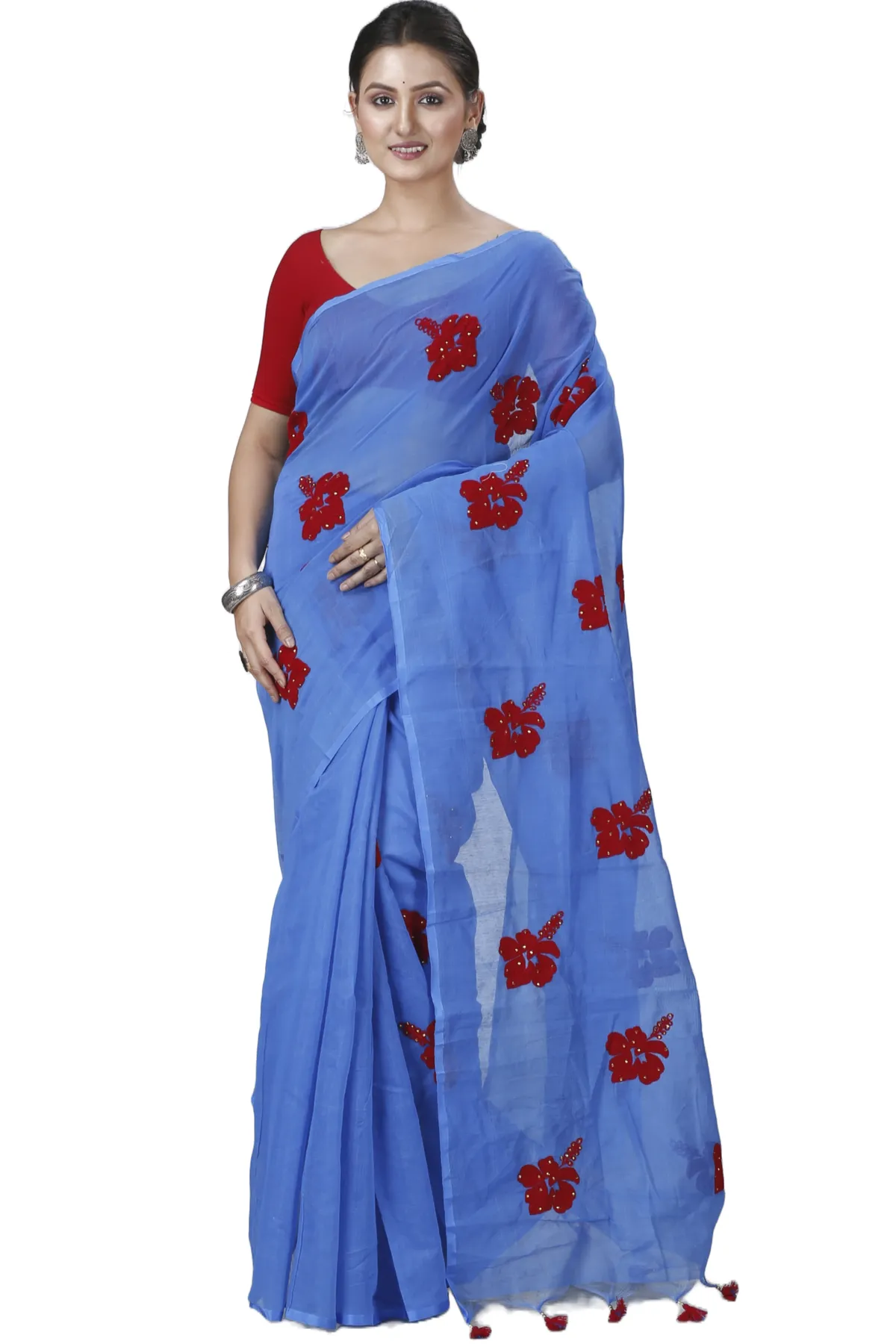 DipDiya Blended Cotton Sky Blue Joba A Legacy Woven Handloom Sarees