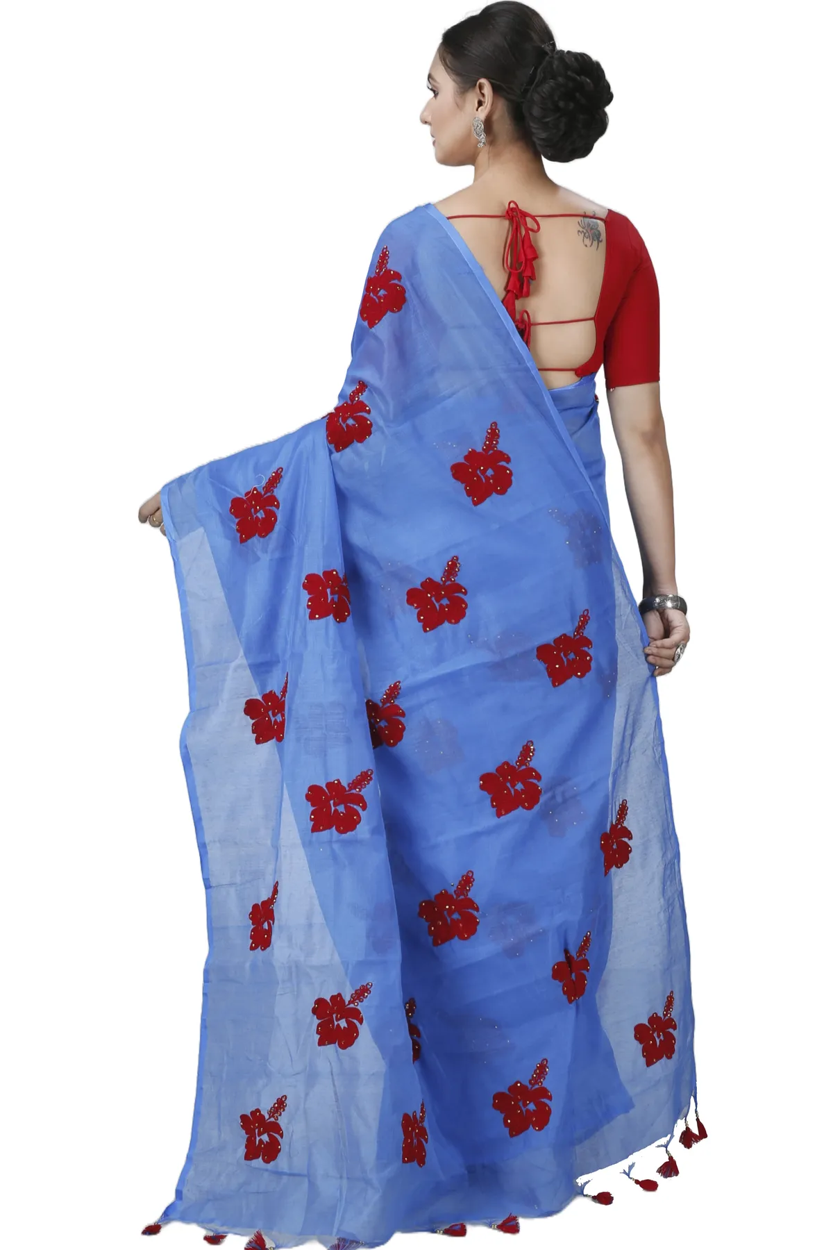 DipDiya Blended Cotton Sky Blue Joba A Legacy Woven Handloom Sarees