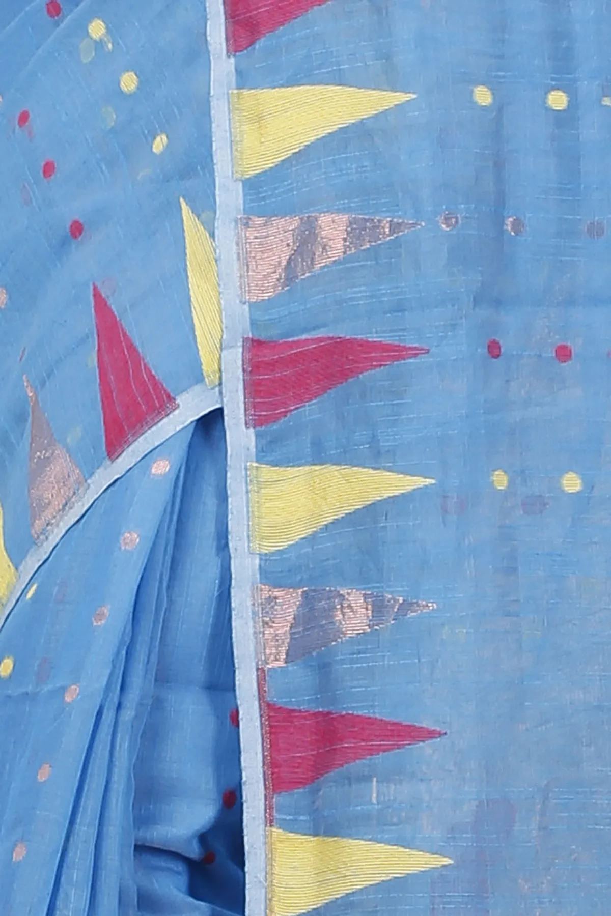 DipDiya Blended Cotton Sky Blue Pilu Stories of Bengal Handloom Sarees