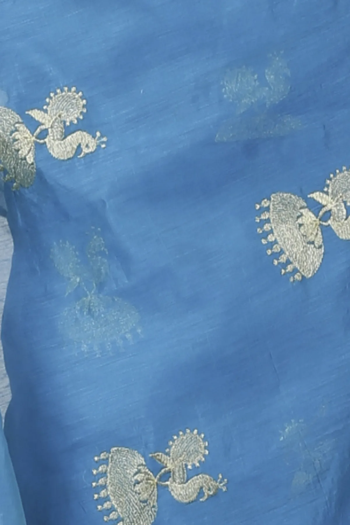 DipDiya Blended Cotton Sky Blue Tuli Weaves with a Story Handloom Sarees