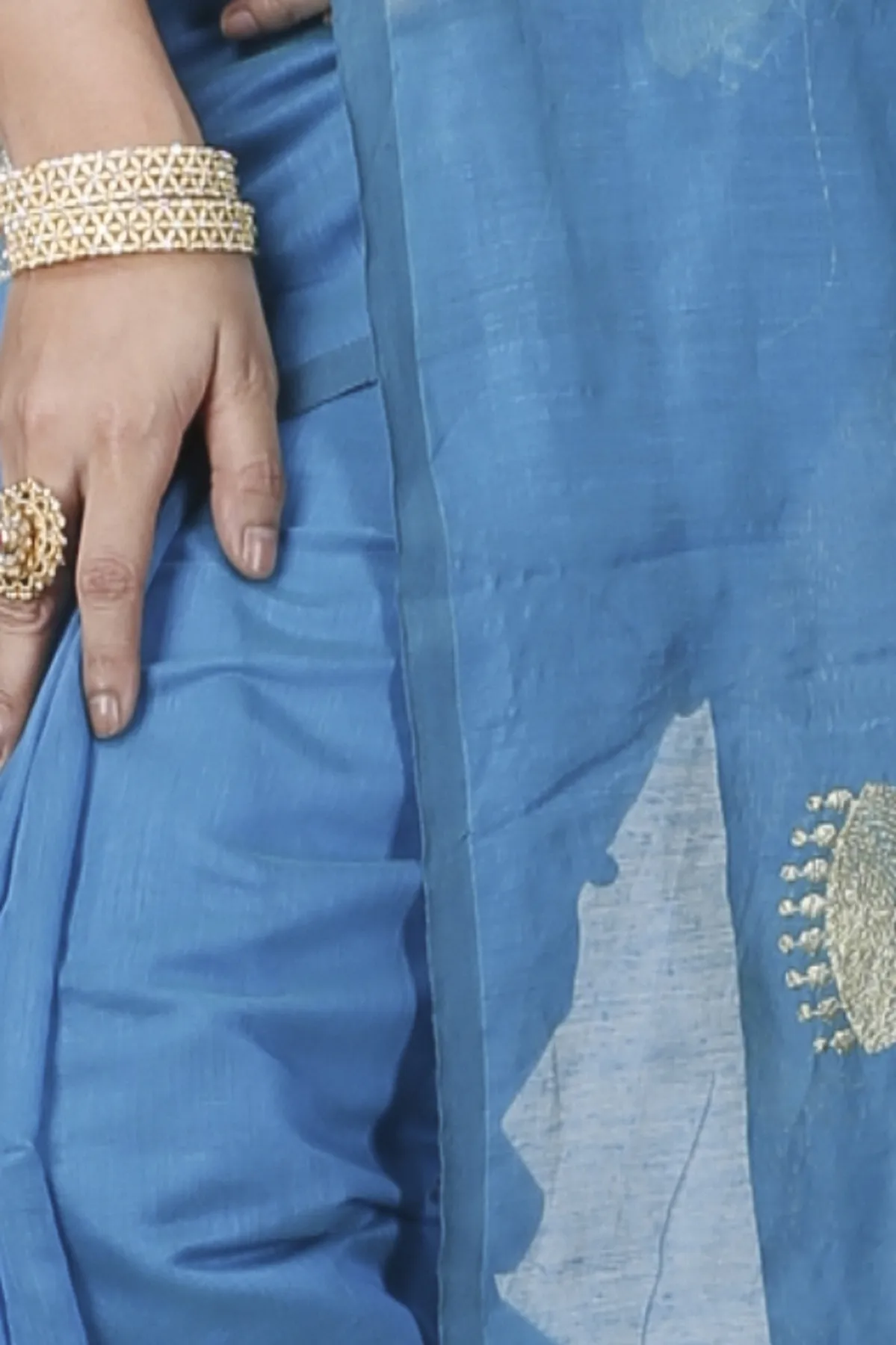 DipDiya Blended Cotton Sky Blue Tuli Weaves with a Story Handloom Sarees
