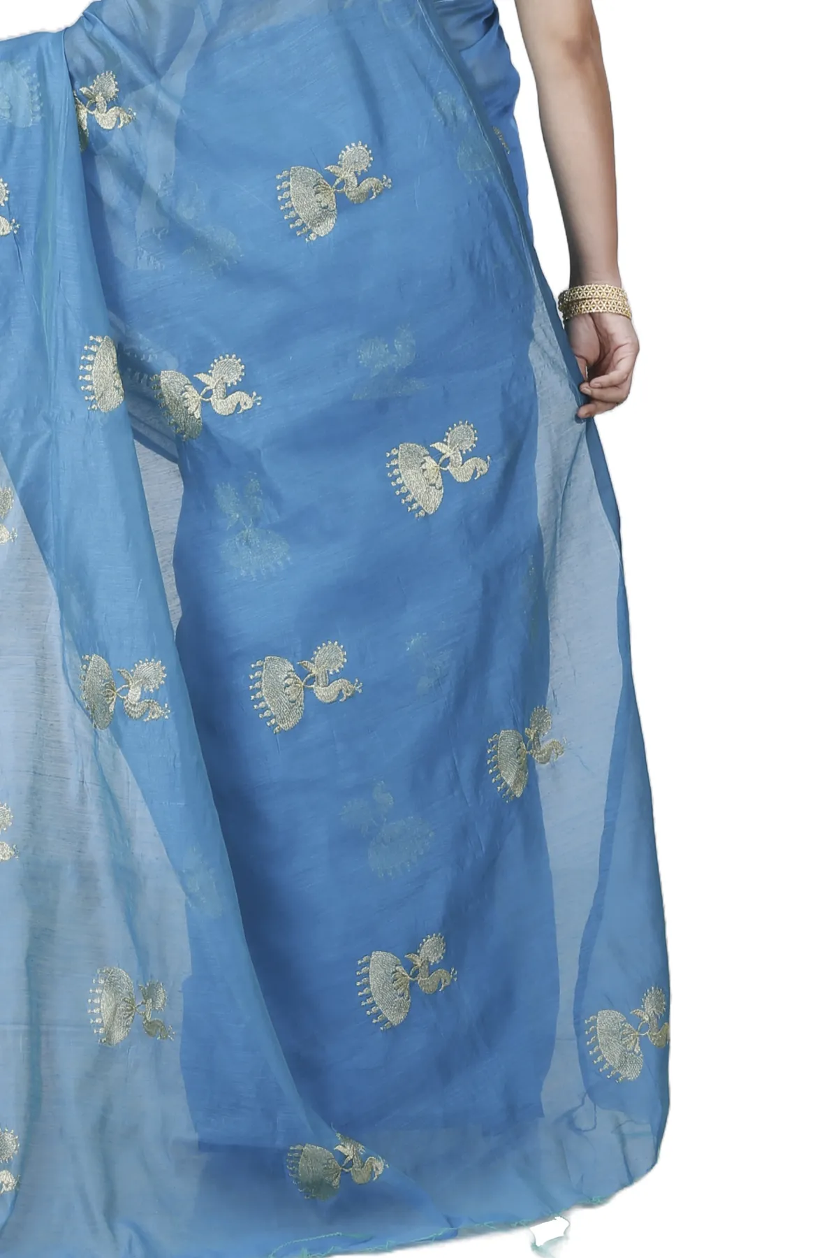 DipDiya Blended Cotton Sky Blue Tuli Weaves with a Story Handloom Sarees