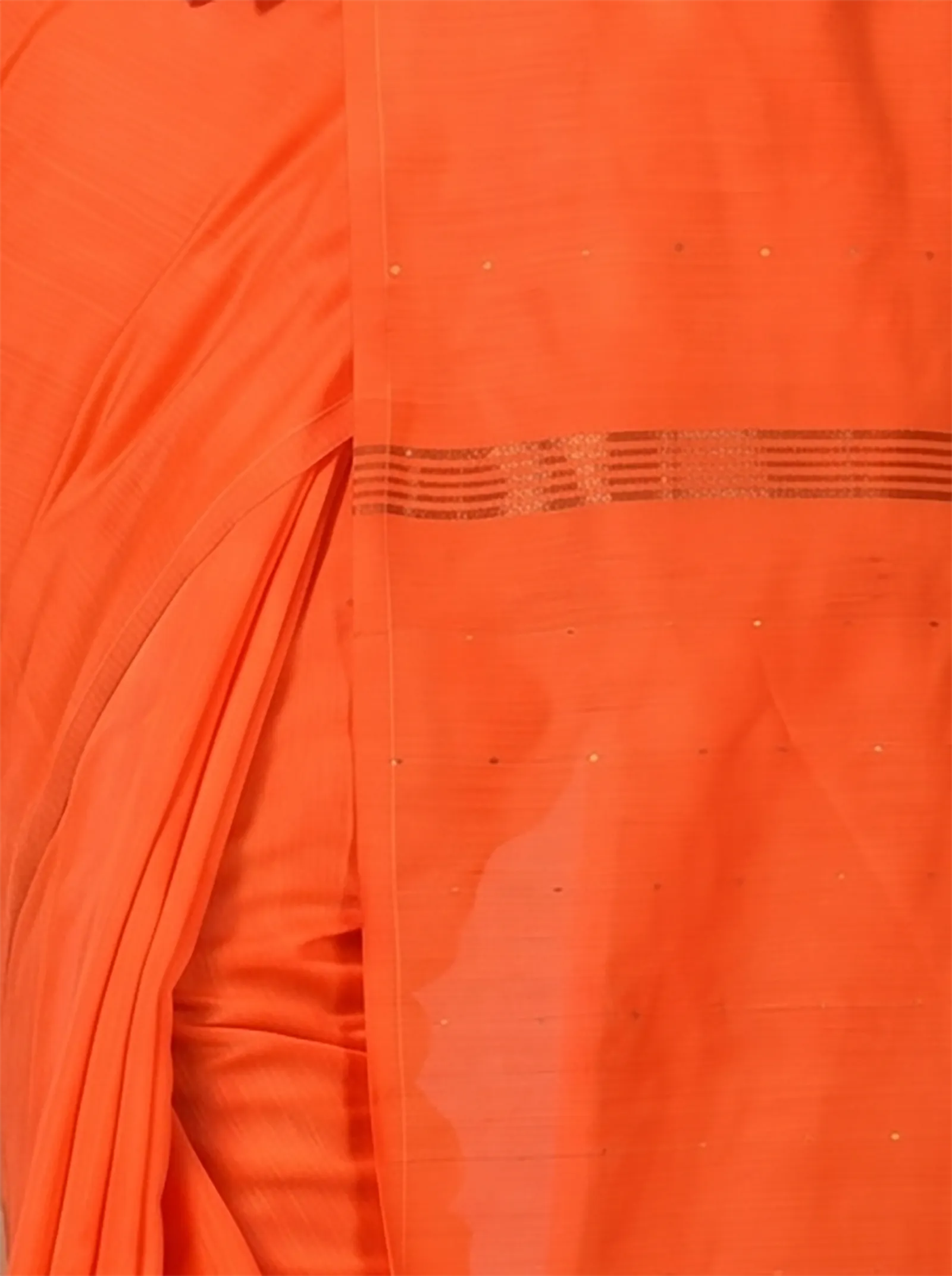 DipDiya Blended Cotton  Traditional Bengali Orange Artisan Crafted Sequence Handloom Saree