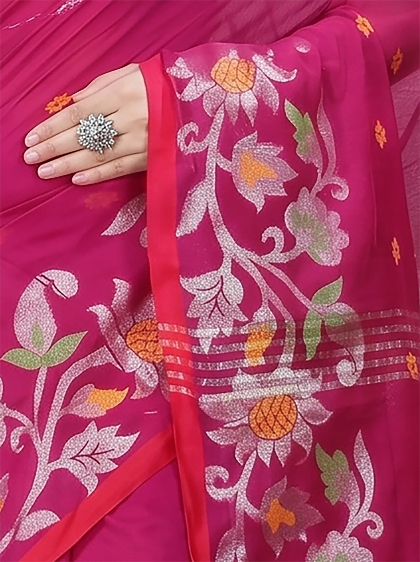 DipDiya Blended Cotton  Traditional Bengali Parpel Artisan Crafted Nisa Handloom Saree