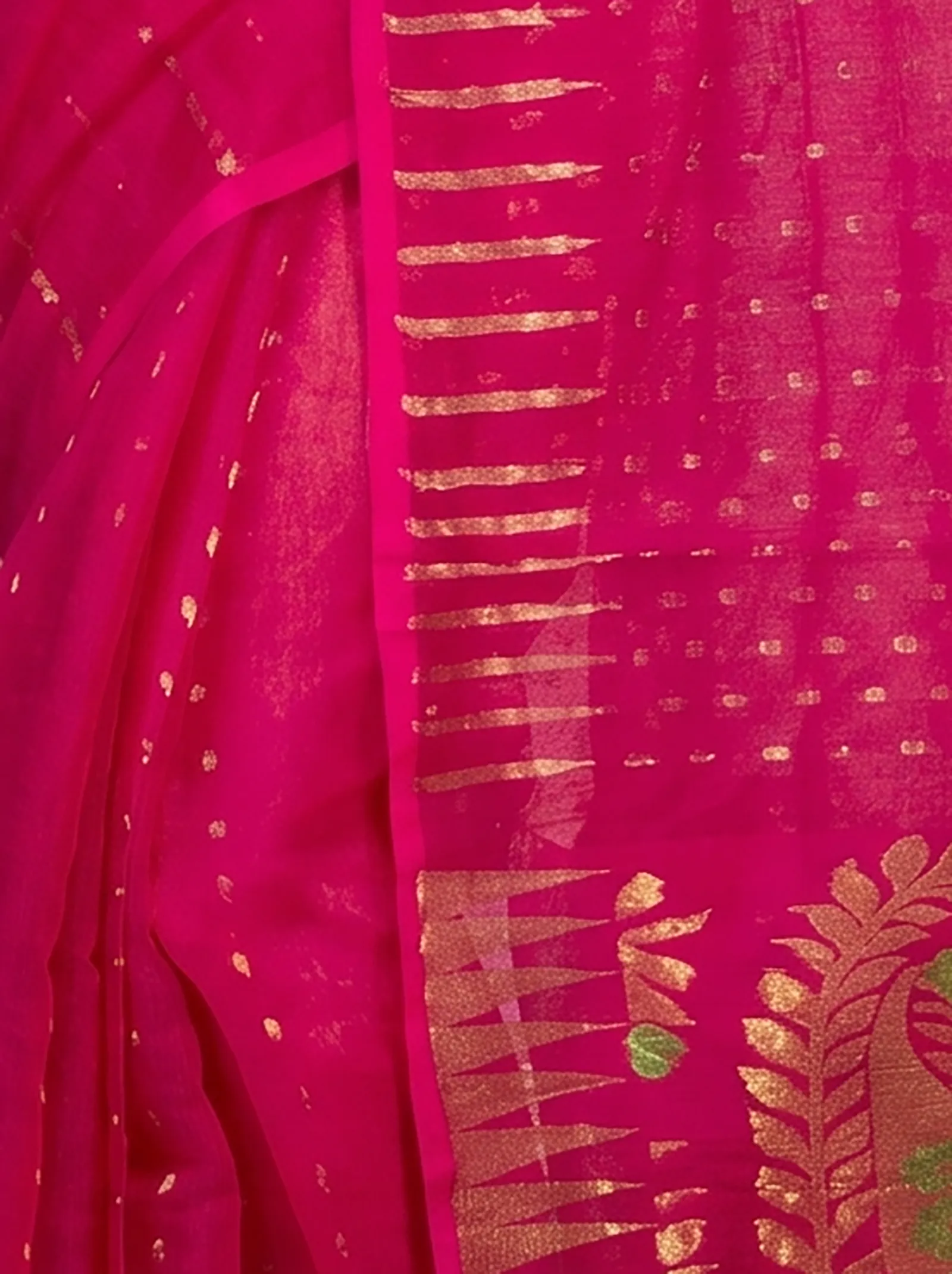 DipDiya Blended Cotton  Traditional Bengali Purple Artisan Crafted HALF JAMDINE Jamdani Saree