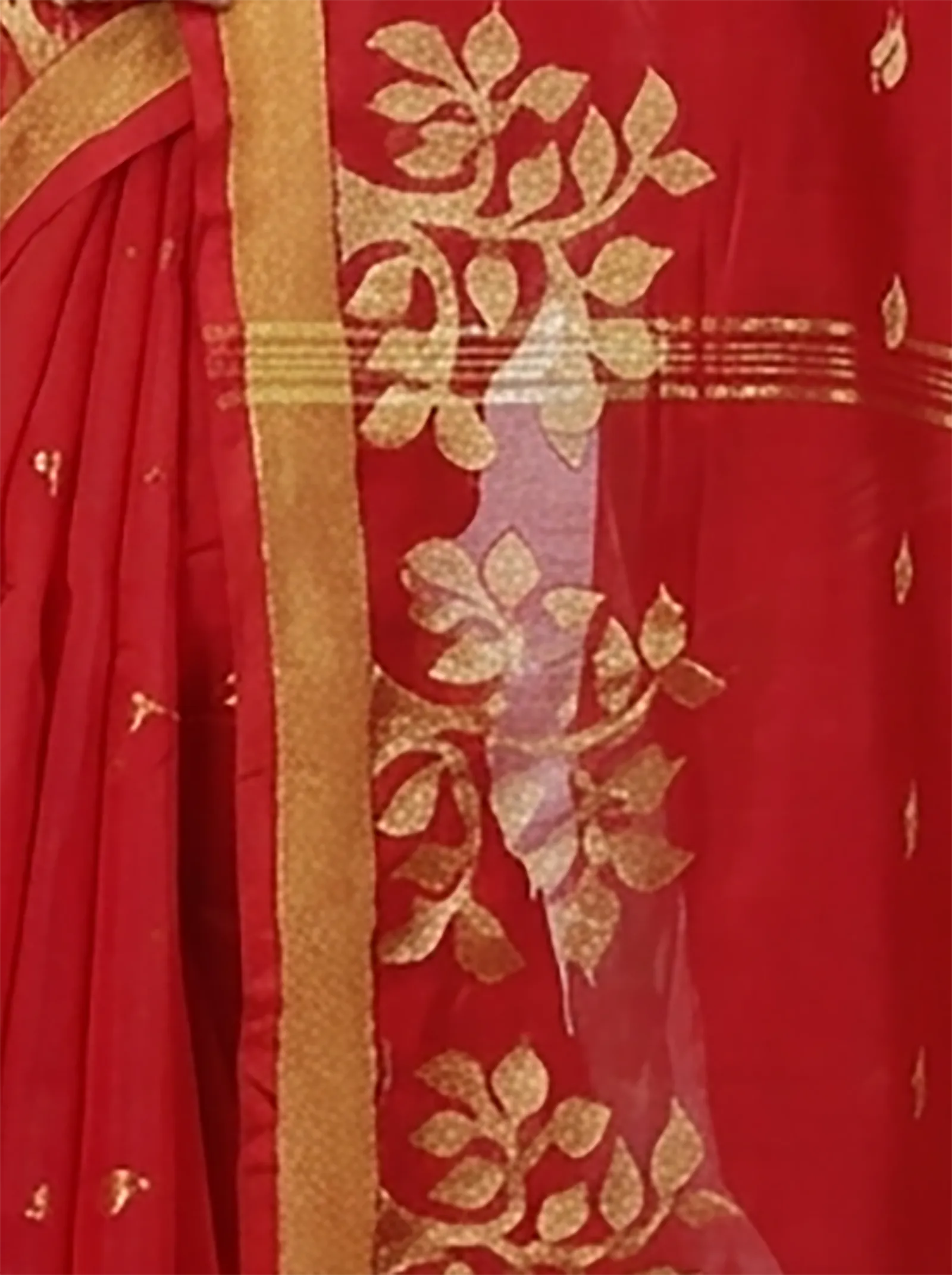 DipDiya Blended Cotton  Traditional Bengali Red Artisan Crafted Tina Handloom Saree