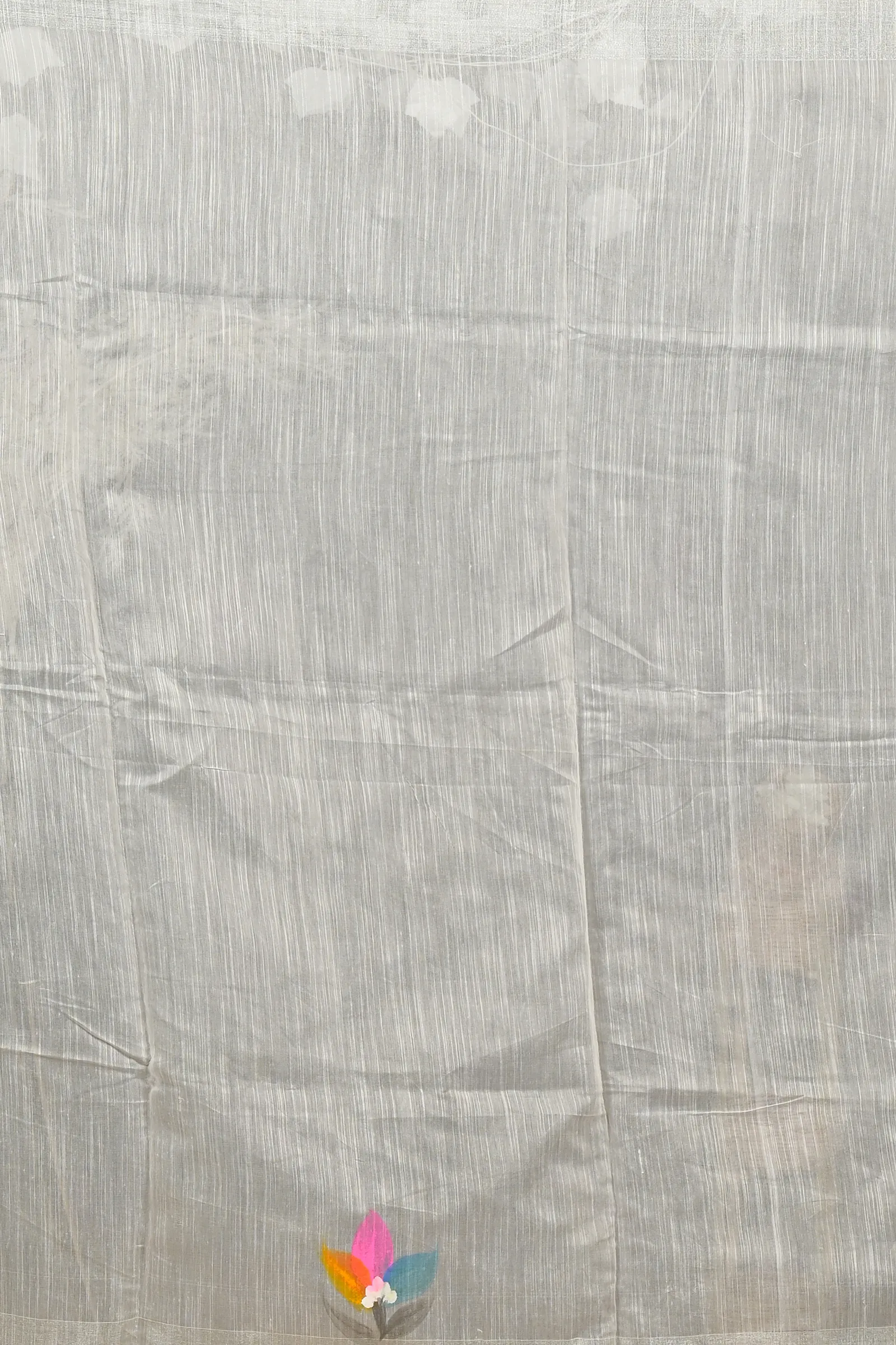 DipDiya Blended Cotton White Finesi Loom to Love Hand Painted Sarees