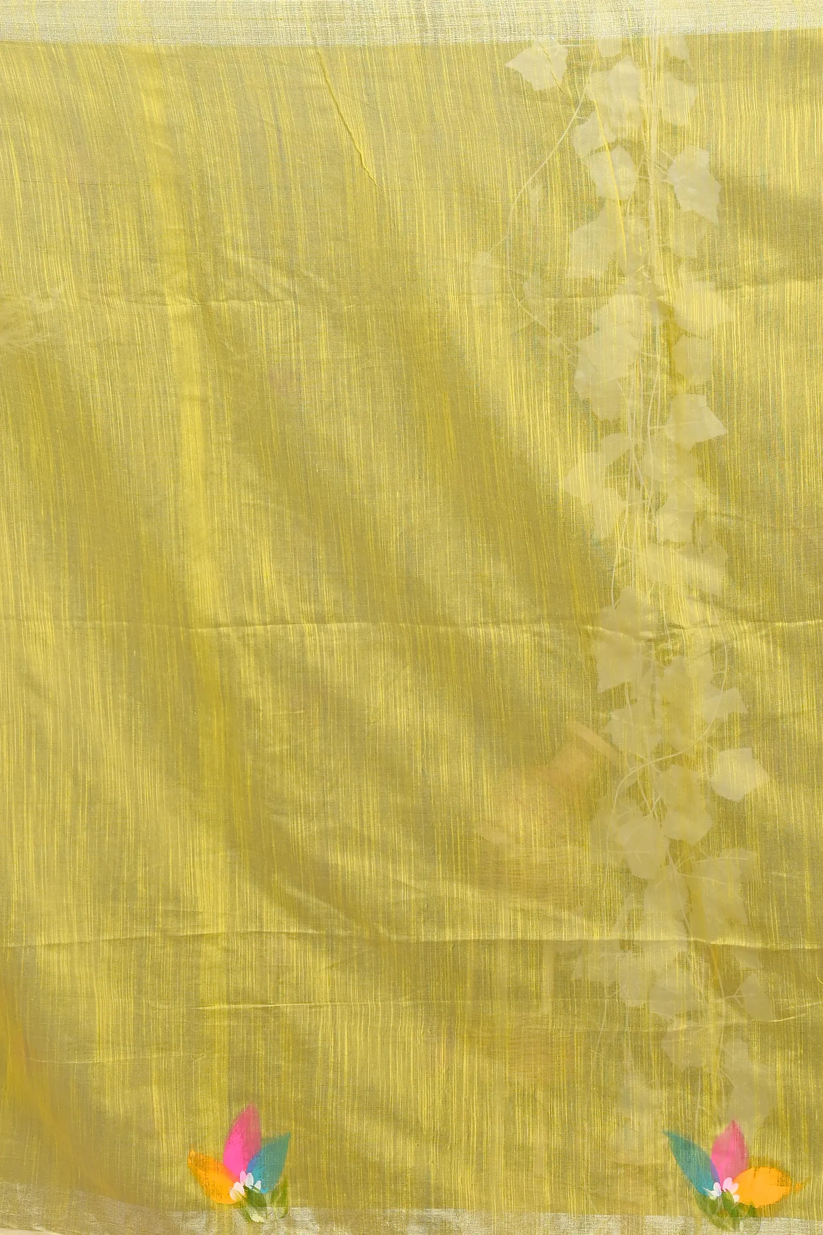DipDiya Blended Cotton Yellow Finesi Masterfully Woven Hand Painted Sarees