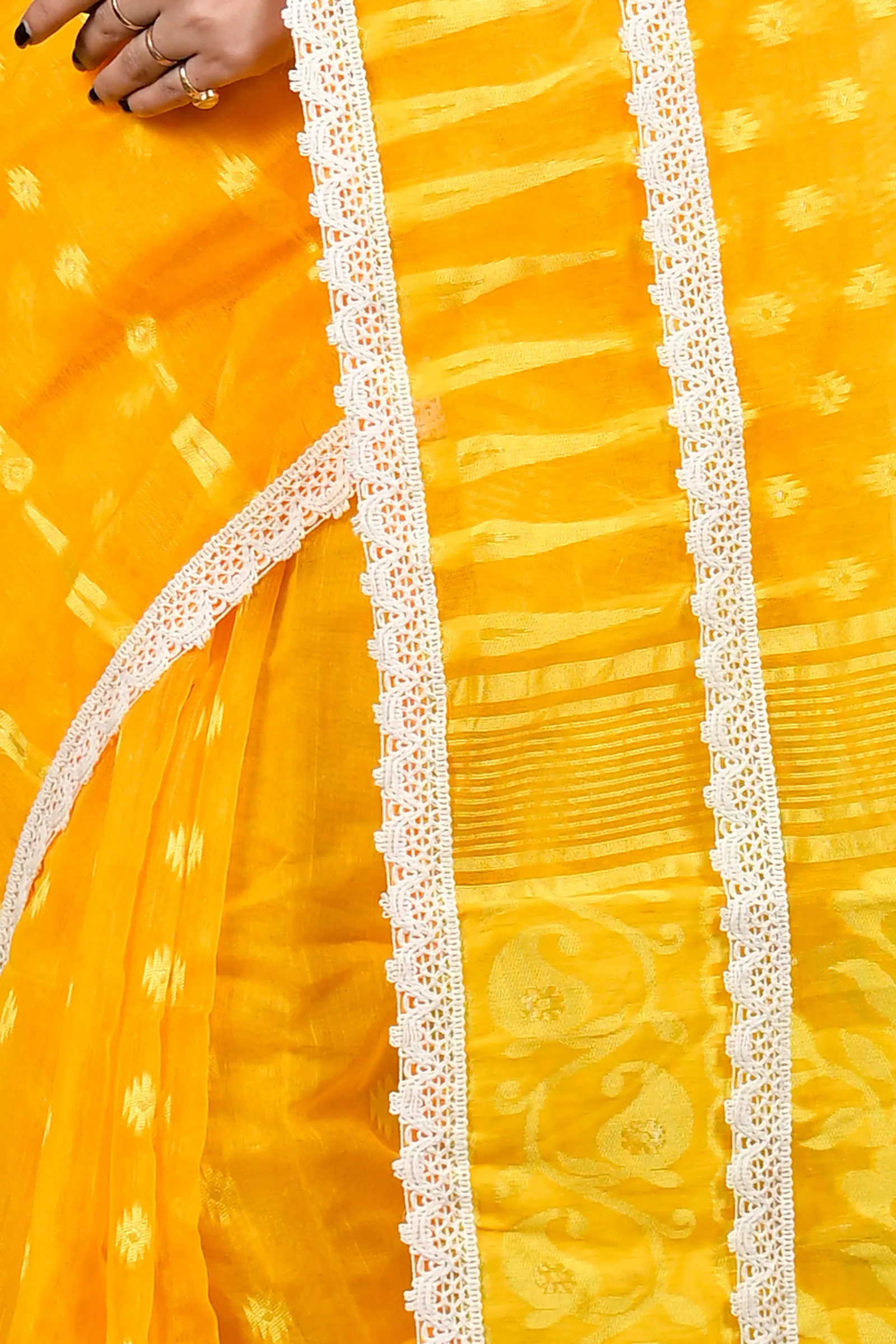DipDiya Blended Cotton Yellow Fipui A Legacy Woven Jamdani Sarees