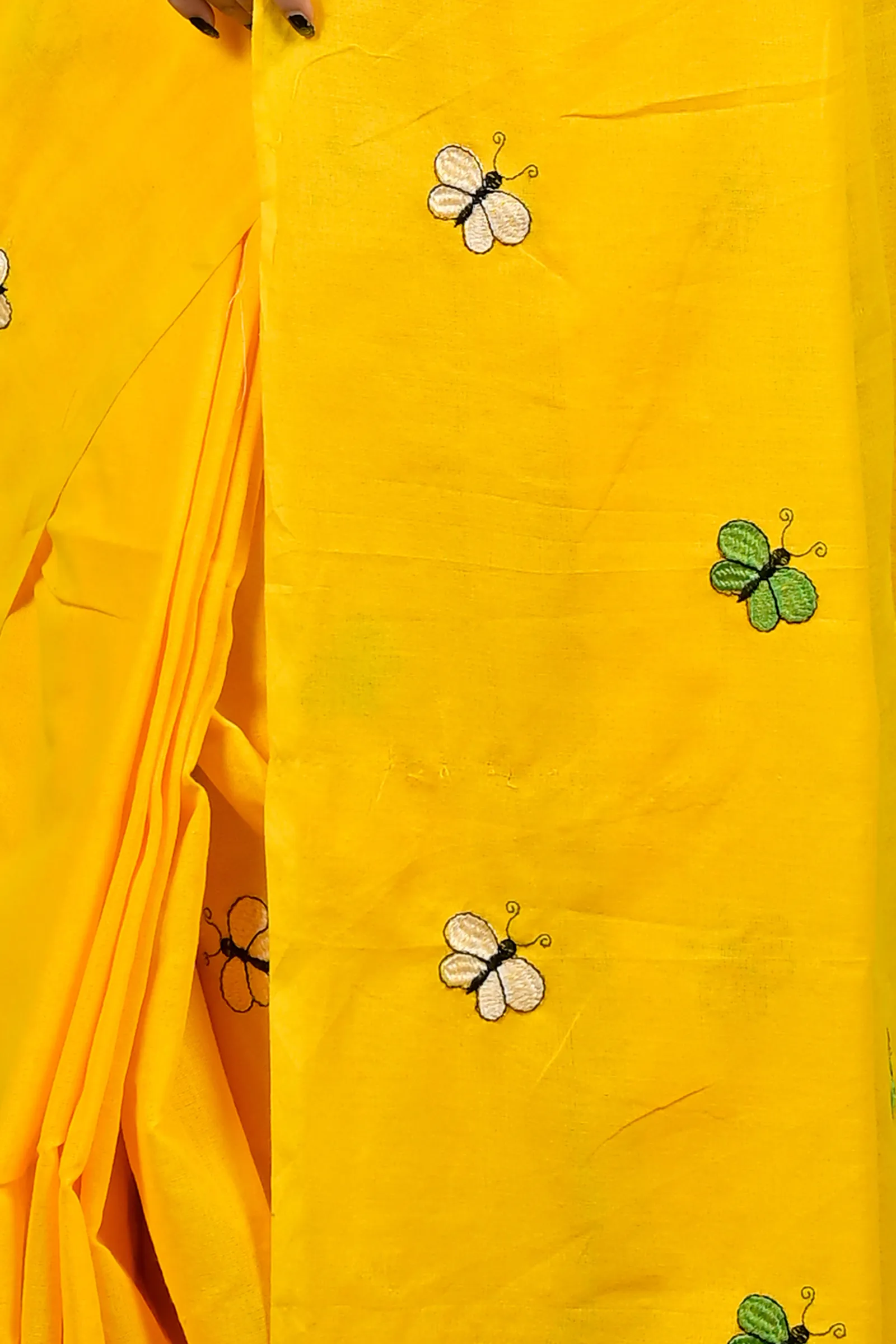 DipDiya Blended Cotton Yellow Foyeli Masterfully Woven Embroidery Handloom sarees