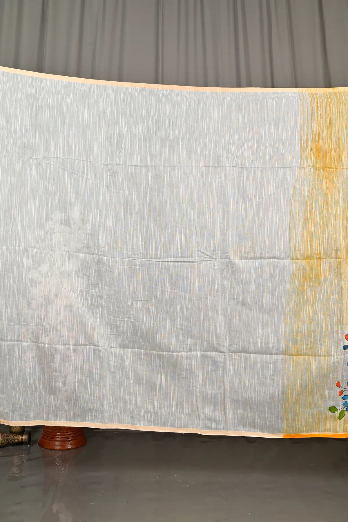 DipDiya Blended Cotton Yellow Korma Heritage You Can Wear Printed Handloom Sarees