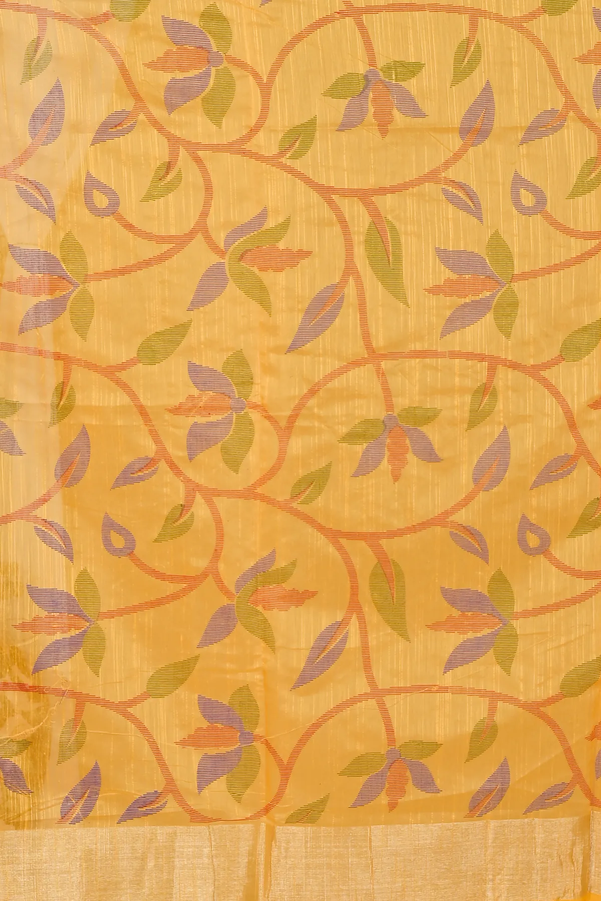 DipDiya Blended Cotton Yellow Narento Timeless Bengal Handloom Sarees