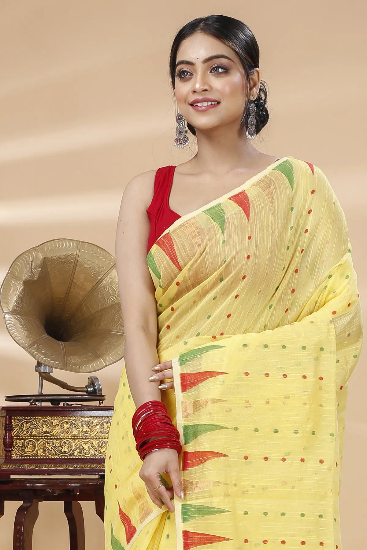 DipDiya Blended Cotton Yellow Pilu Threads of Tradition Handloom Sarees